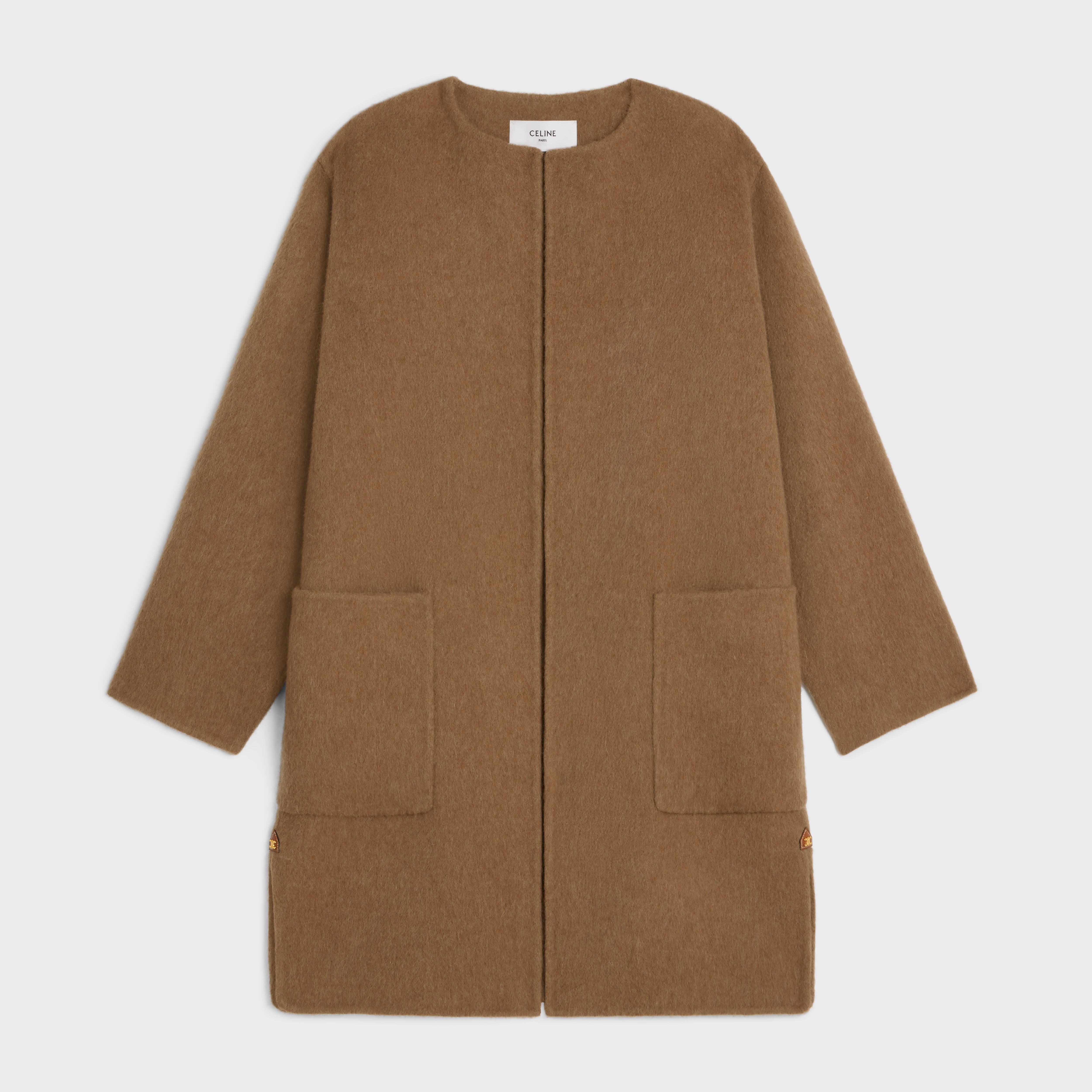 coat with pure collar in brushed llama - 1