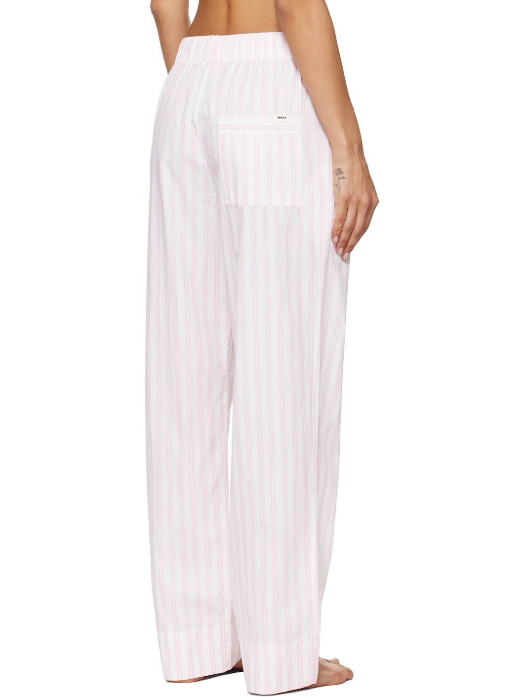White & Pink Poplin Pyjama Pants - 3