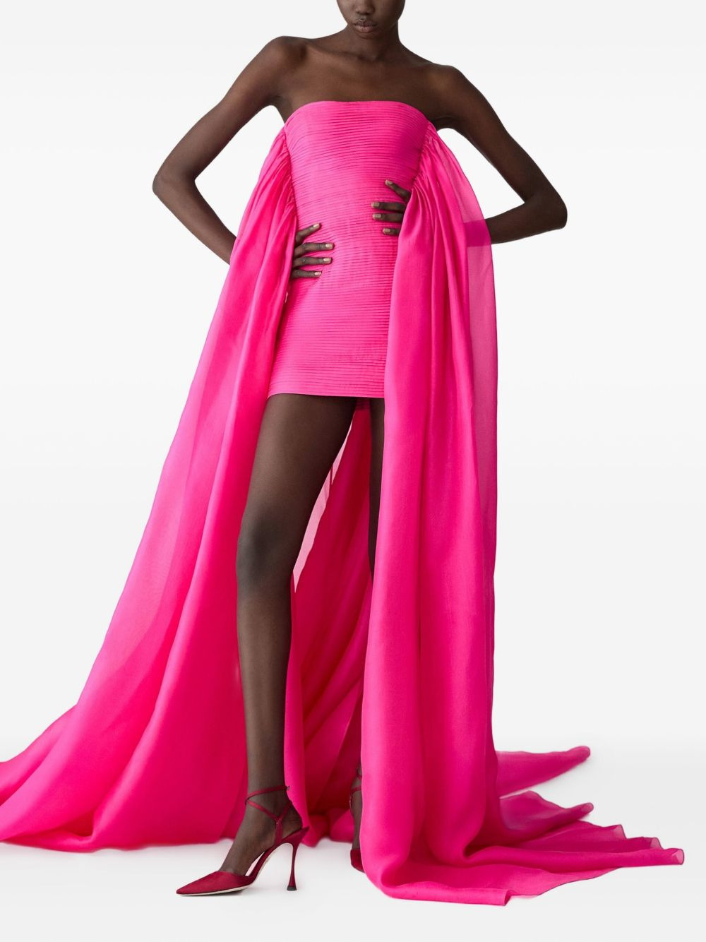organza-train mini dress - 2