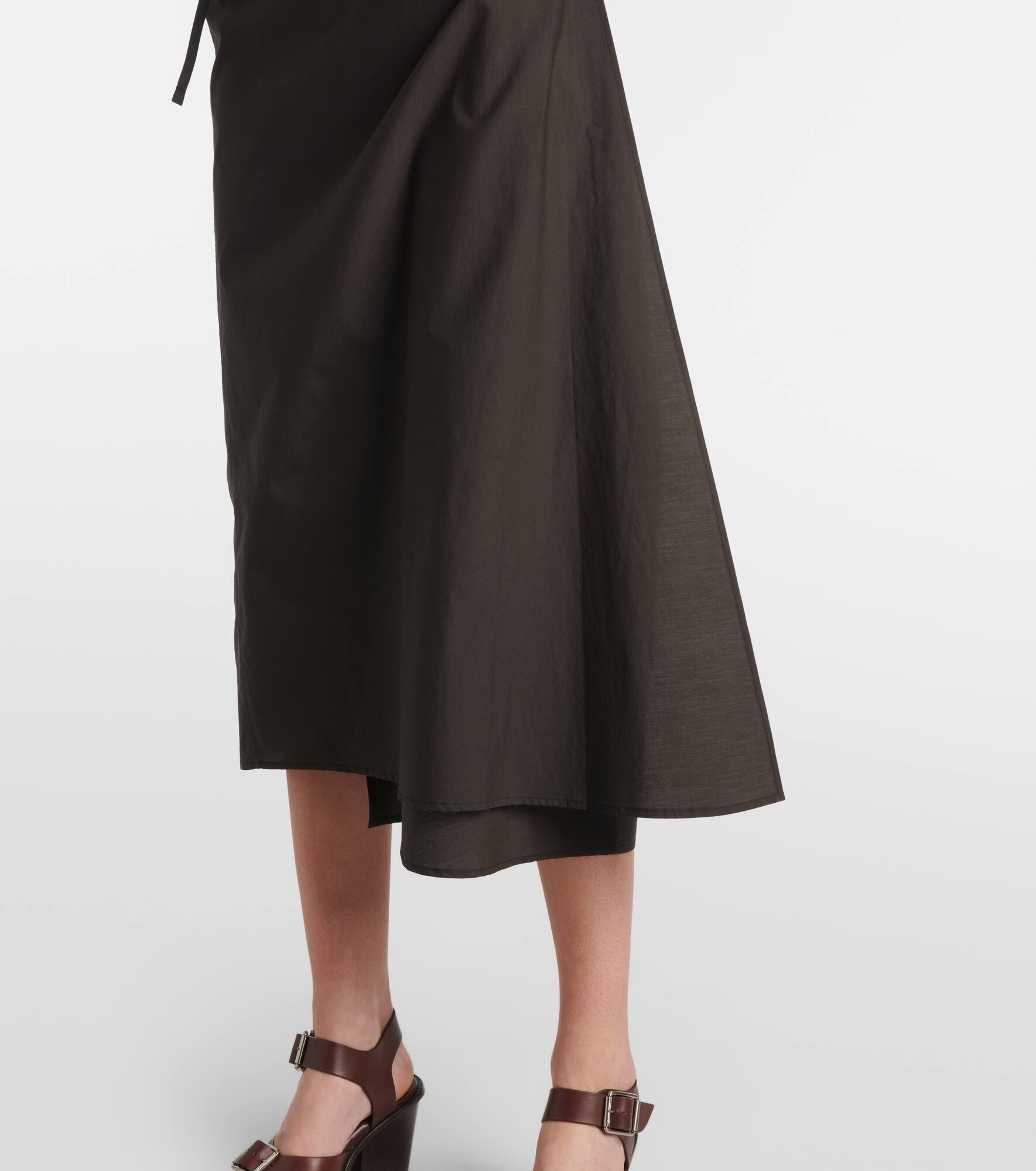 Draped cotton and silk shirt dress - 6
