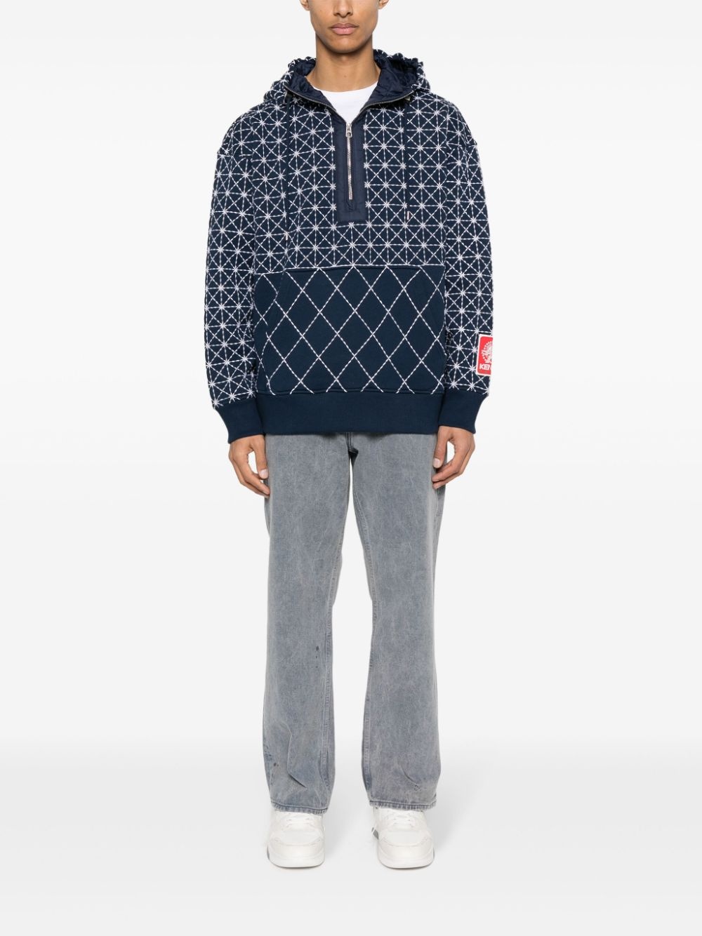 Sashiko Stitch cotton hoodie - 2