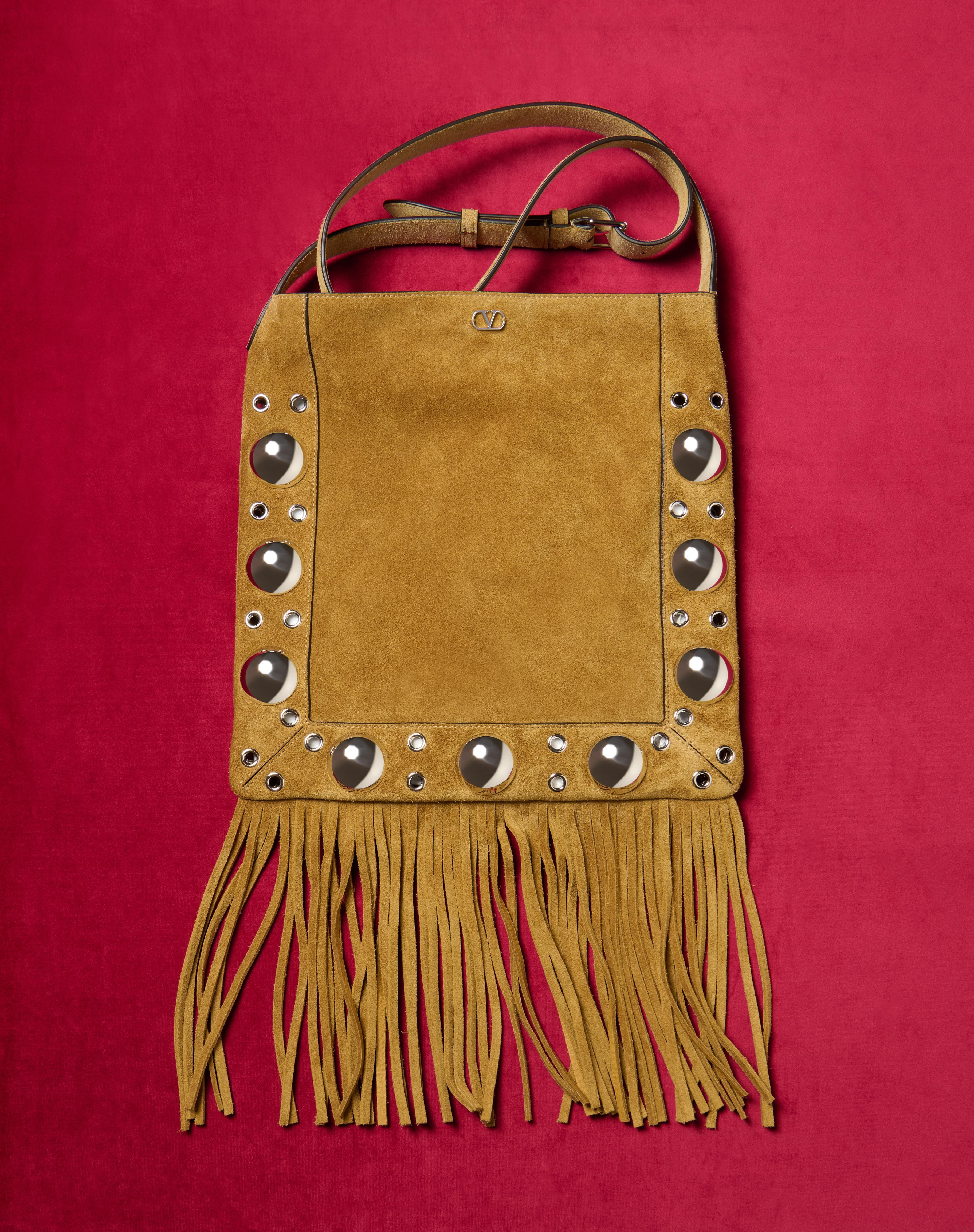 VALENTINO GARAVANI NELLCÔTE SUEDE SHOULDER BAG WITH FRINGES - 9