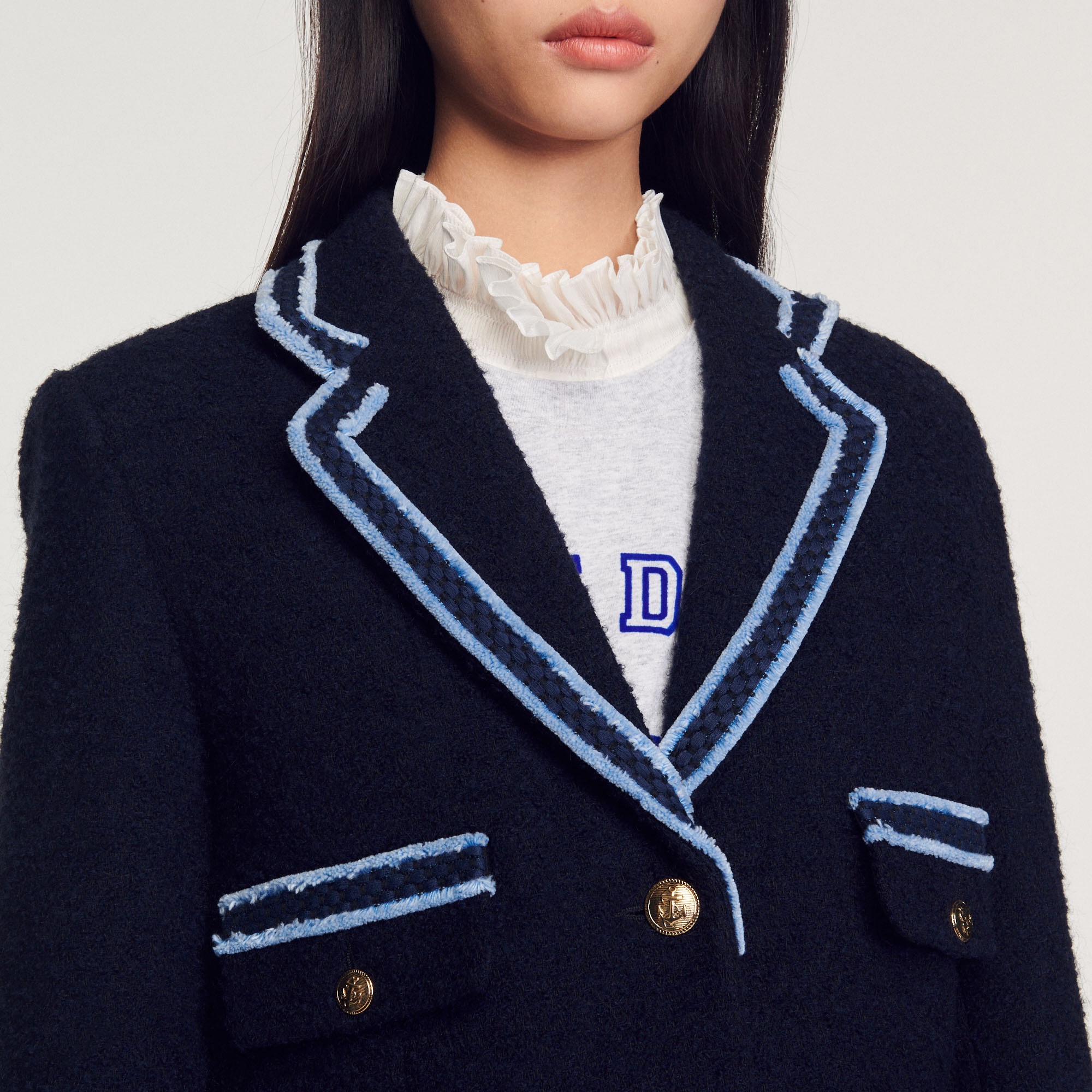 Tweed jacket with contrasting trim - 4