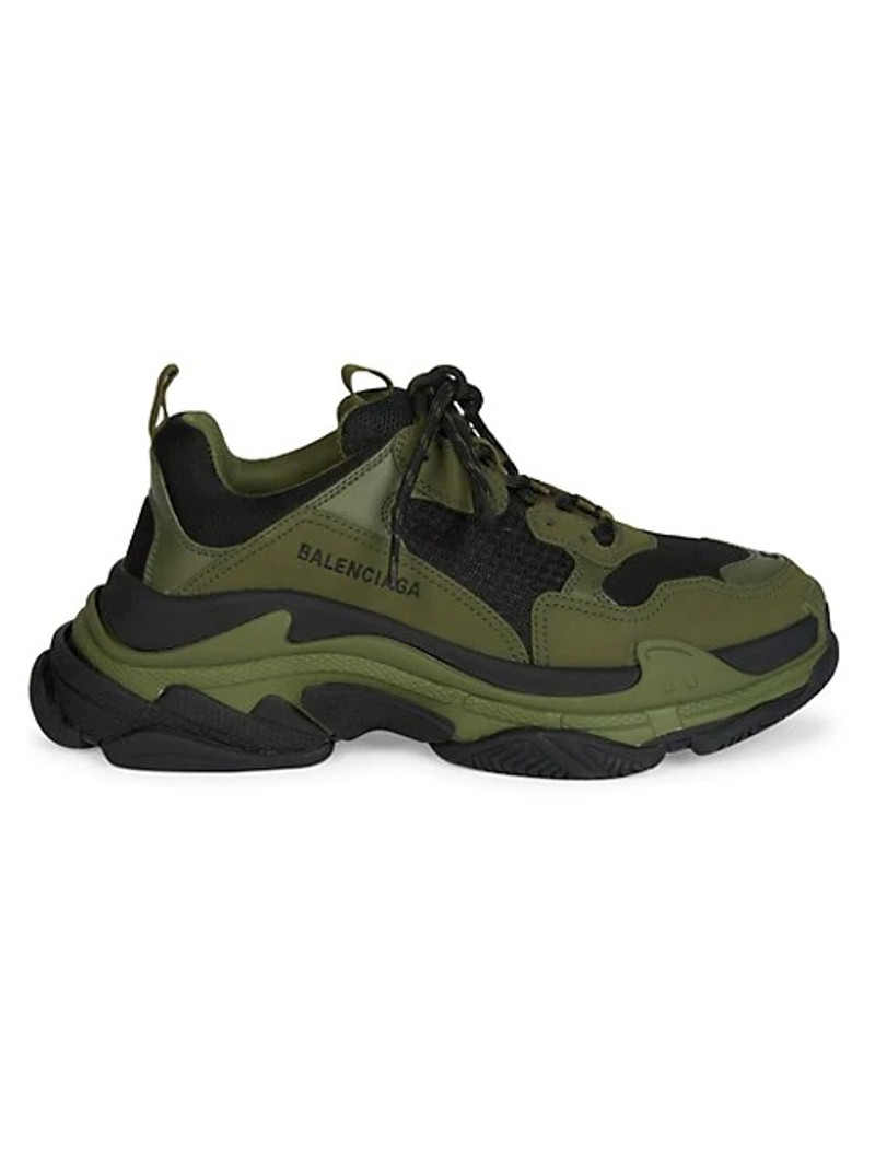 Black & Khaki Triple S Sneakers - 1
