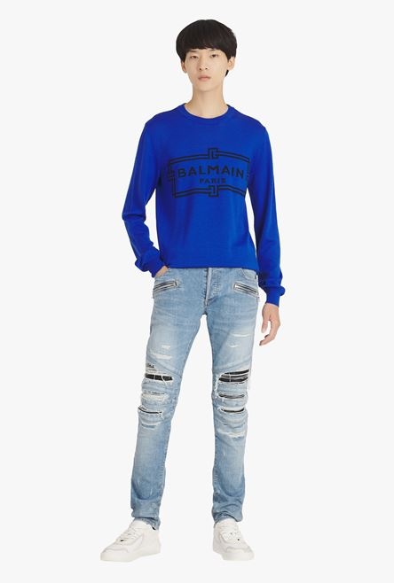 Slim cut ripped blue cotton jeans - 2
