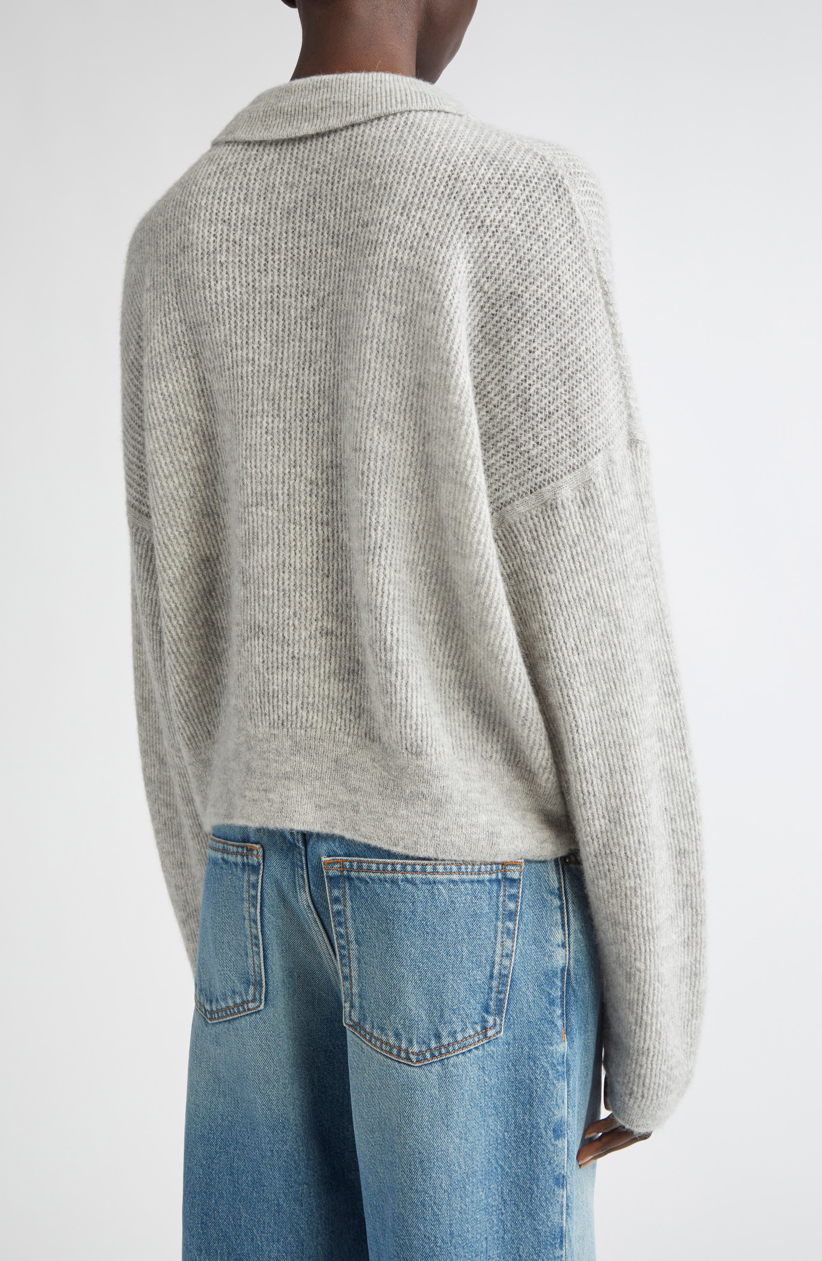 Haikure Vicky Alpaca & Wool Blend Rib Polo in Pearl at Nordstrom - 3
