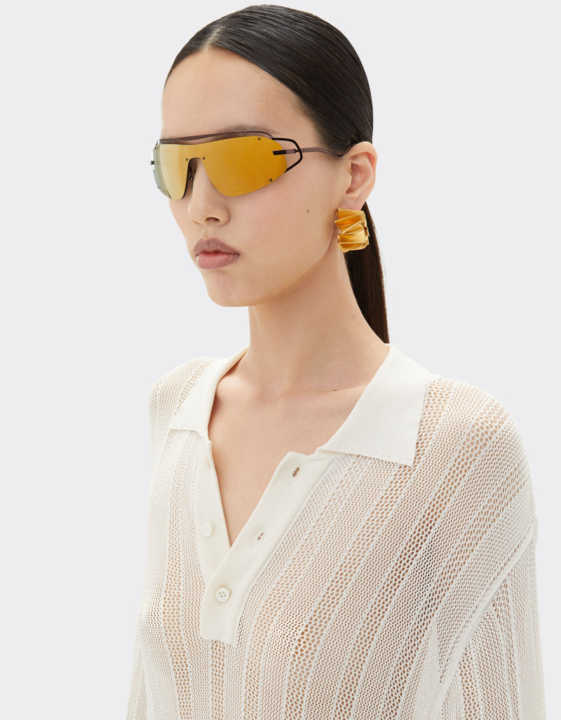Ferrari sunglasses in brown titanium with gold-tone mirror brown shield 3