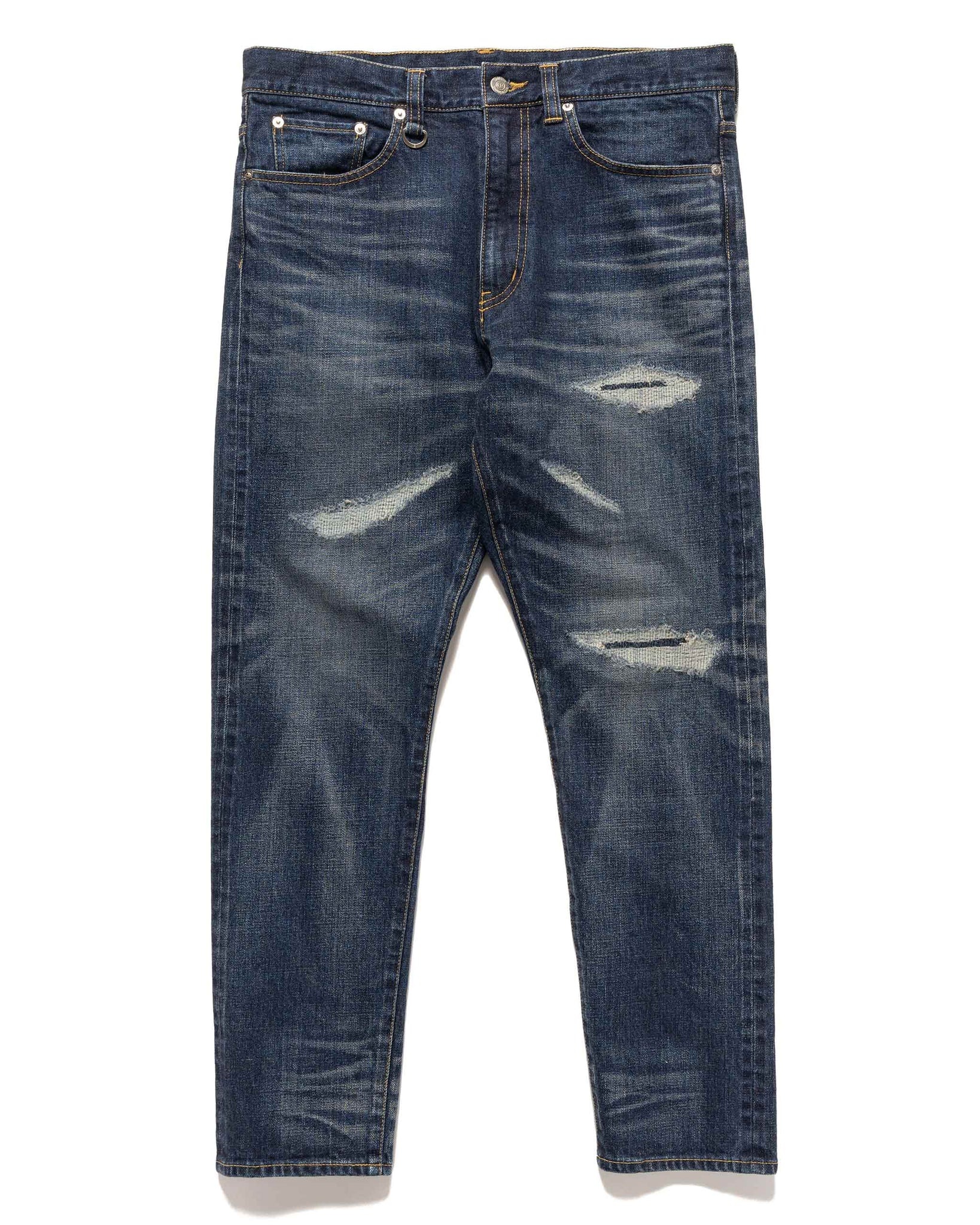 Uniform Experiment Damaged Denim Tapered Pants Indigo | havenshop 