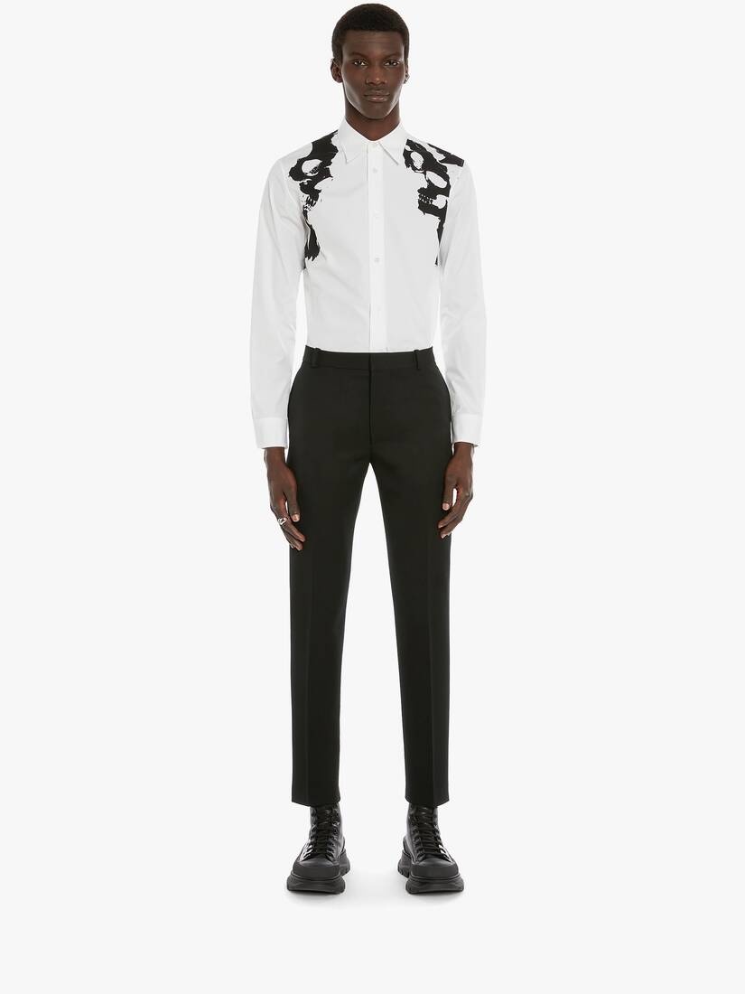 Skull Camouflage Print Harness Shirt in White/black - 2