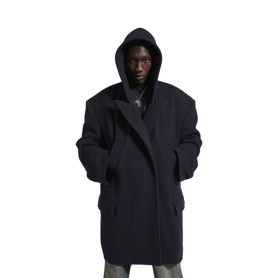 Men's Hooded Short Coat in Dark Navy - 5