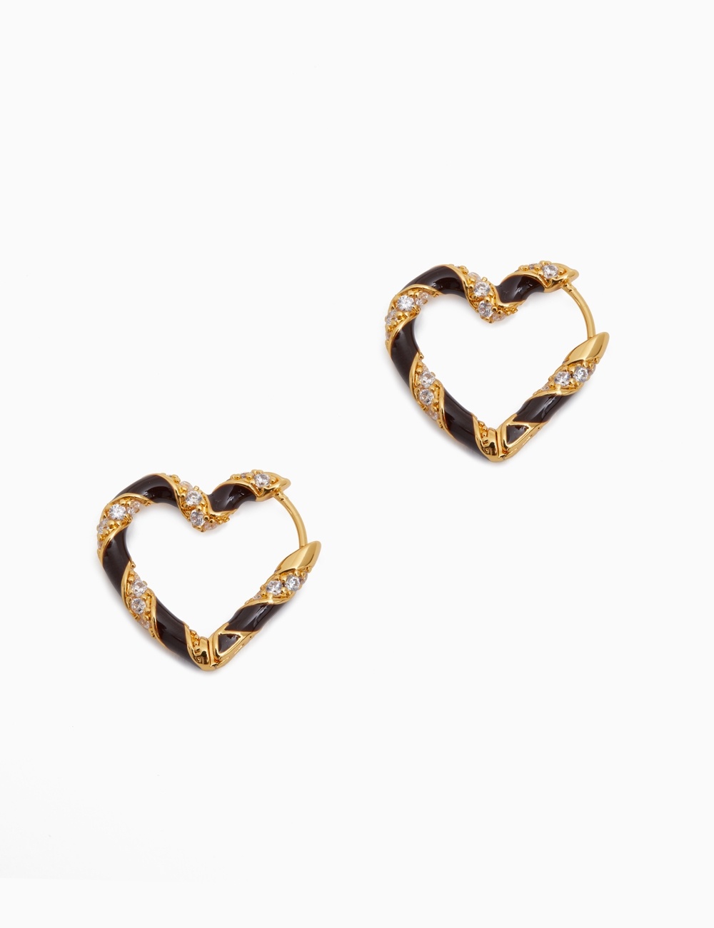 CANDY STRIPE PAVE HEART HOOPS - 3