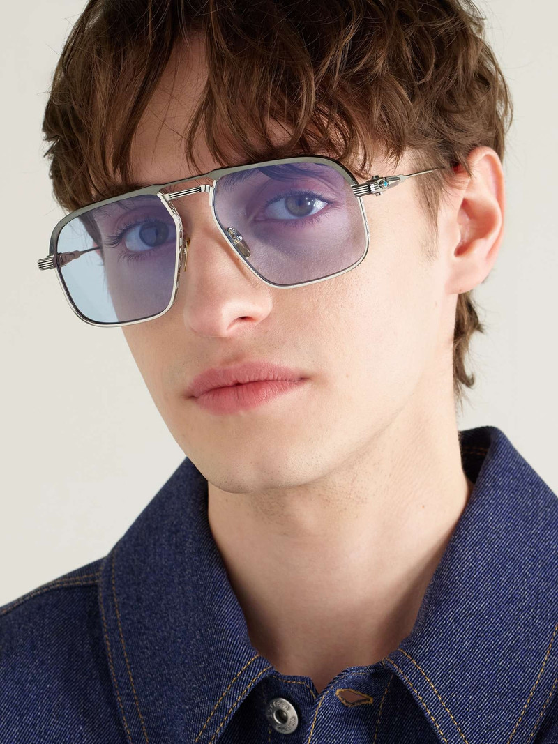 JACQUES MARIE MAGE Last Frontier VI Labarge Aviator-Style Turquoise-Detailed Silver- and Gunmetal-Tone Sunglasses outlook
