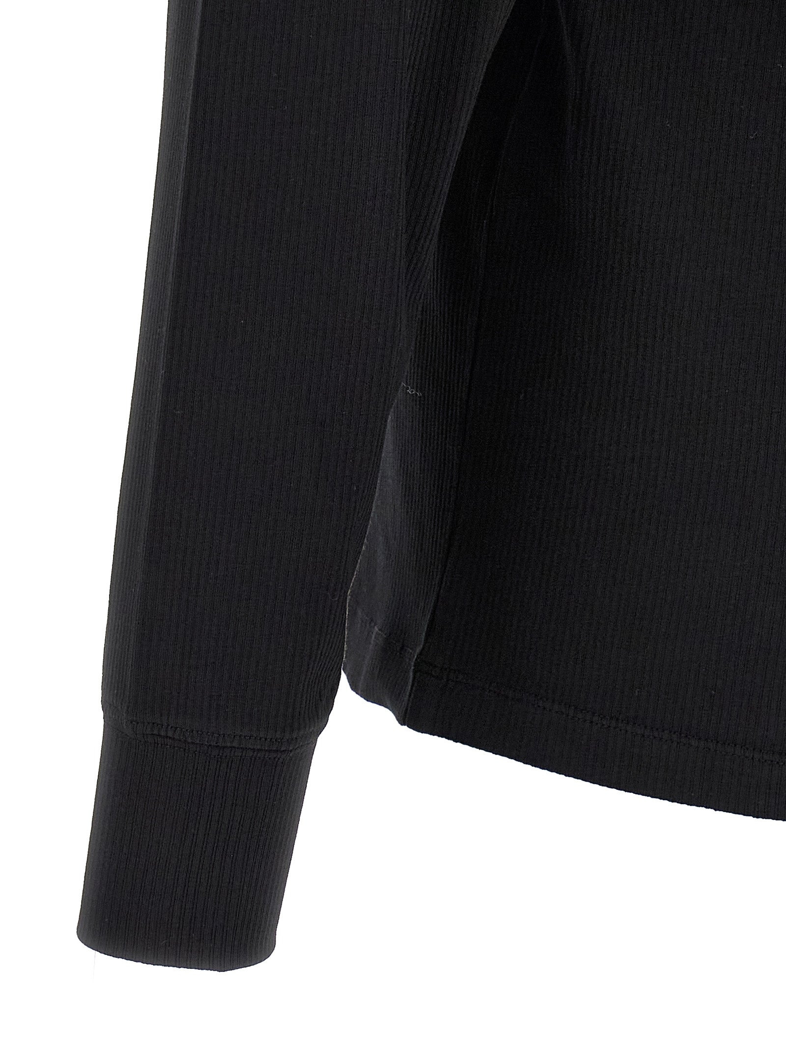 Ribbed Cotton T-Shirt Black - 4