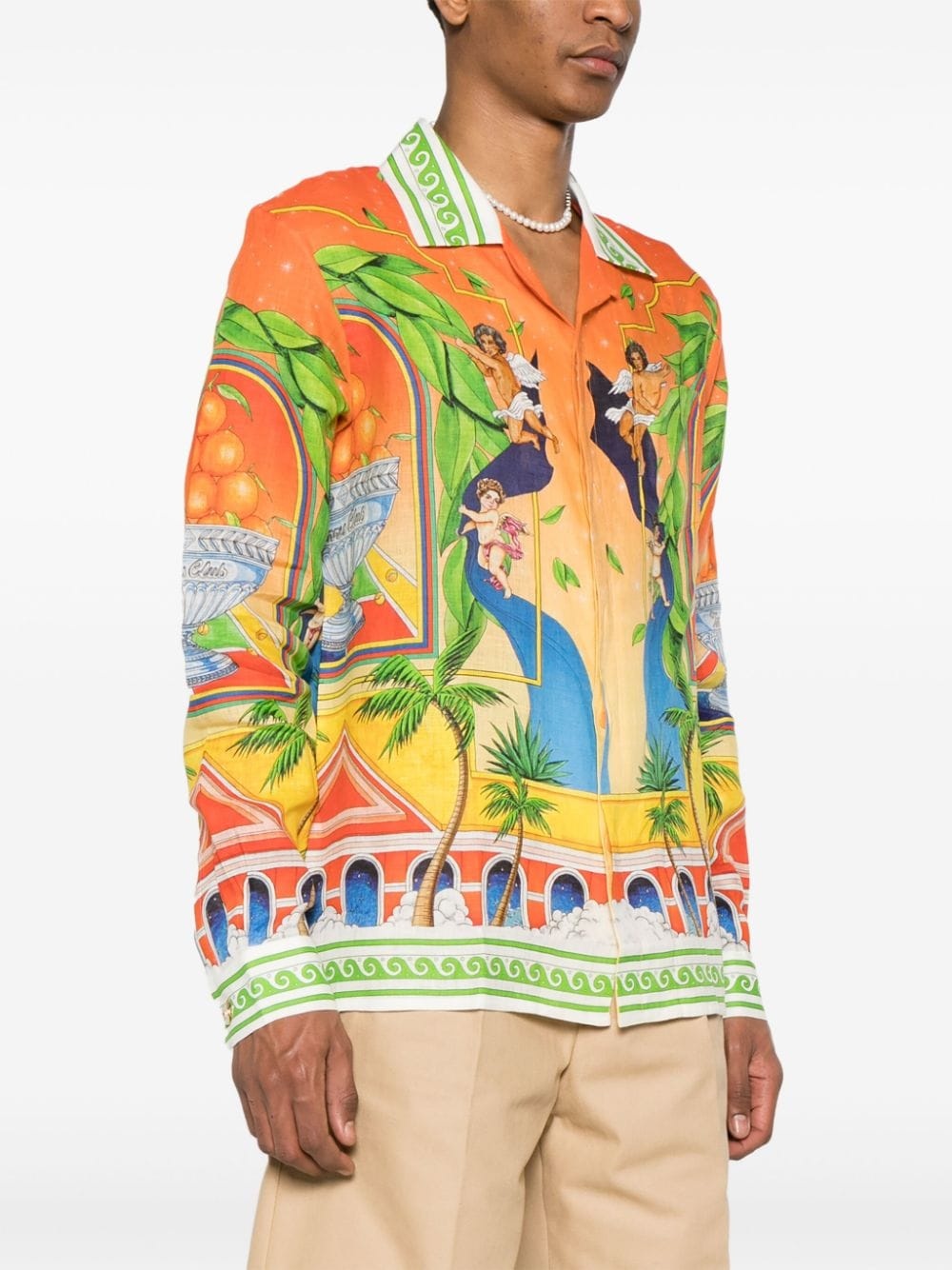Trophy Orange linen shirt - 4
