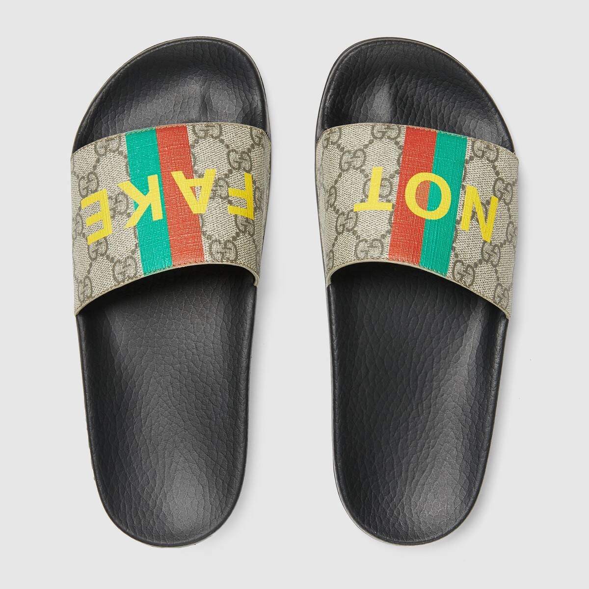 Women's 'Fake/Not' print slide sandal - 4