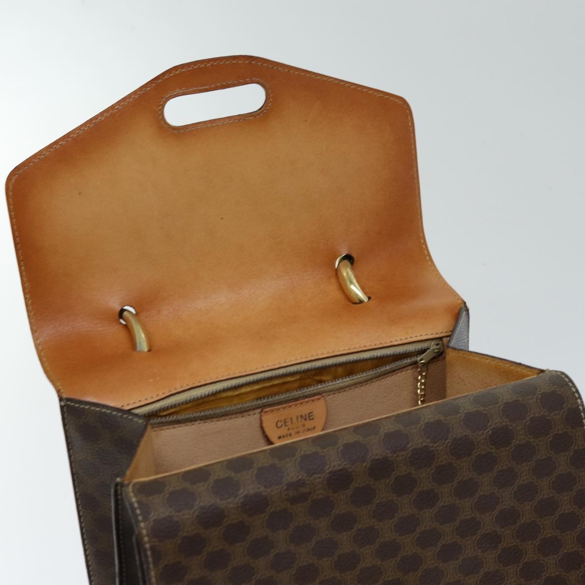 CELINE Macadam Canvas Hand Bag Pvc Brown - 10