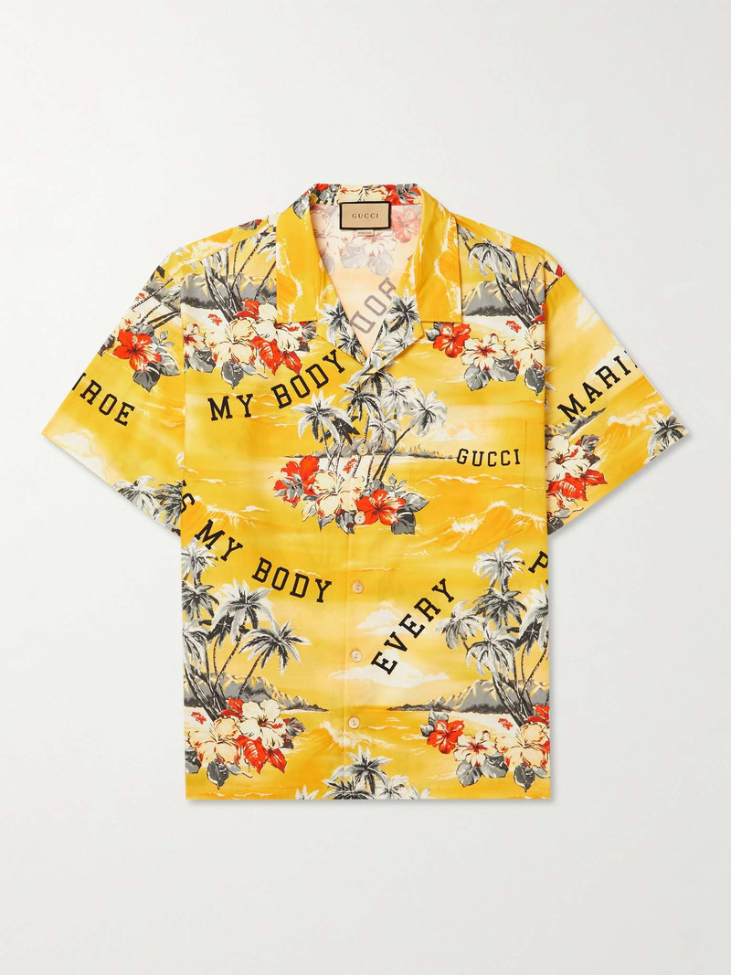 Oversized Camp-Collar Printed Cotton-Poplin Shirt - 1