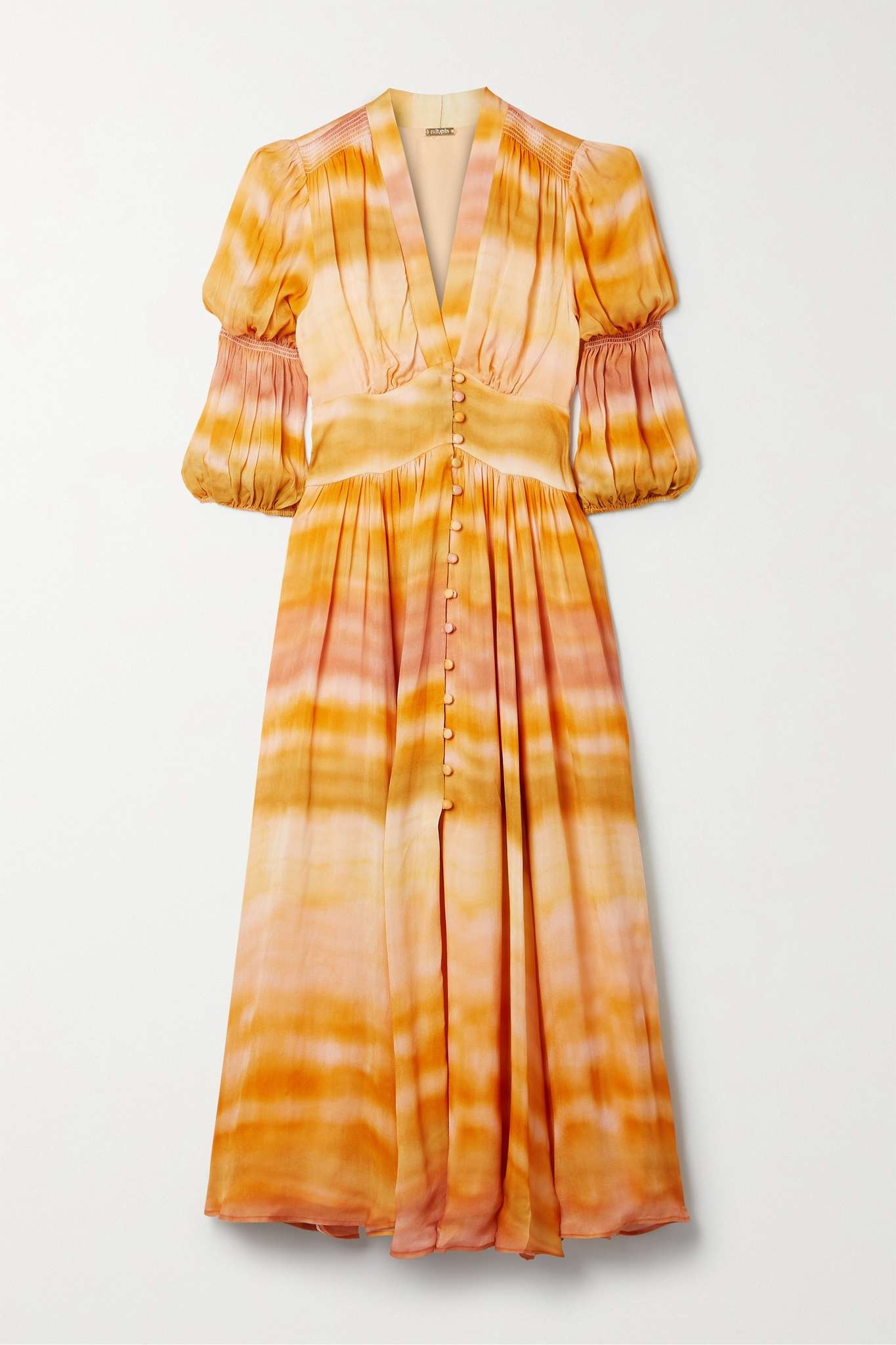 Willow tie-dyed shirred woven midi dress - 1