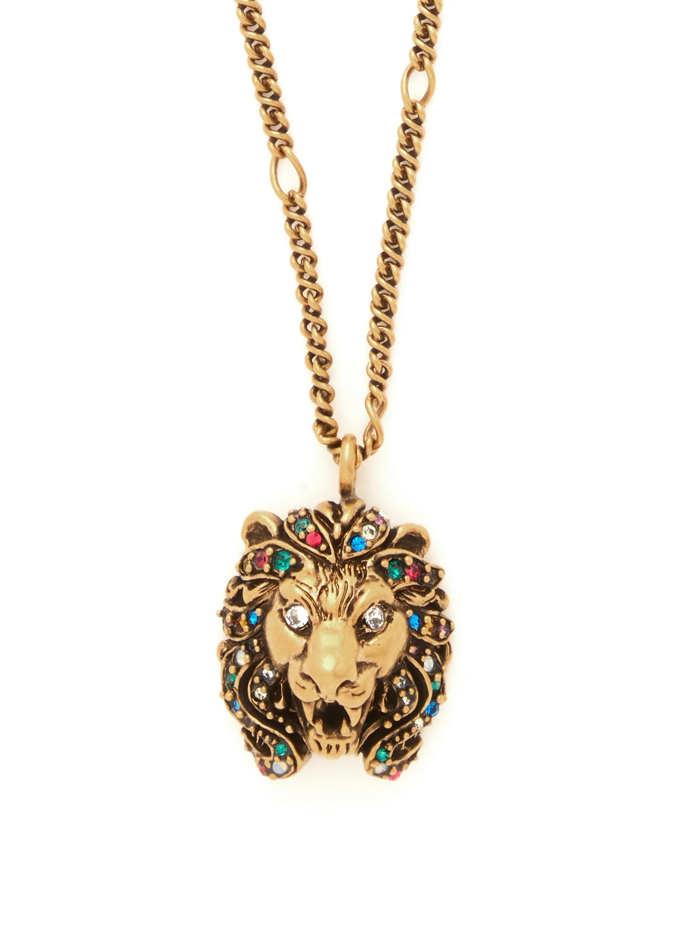 Lion crystal-embellished pendant necklace - 1