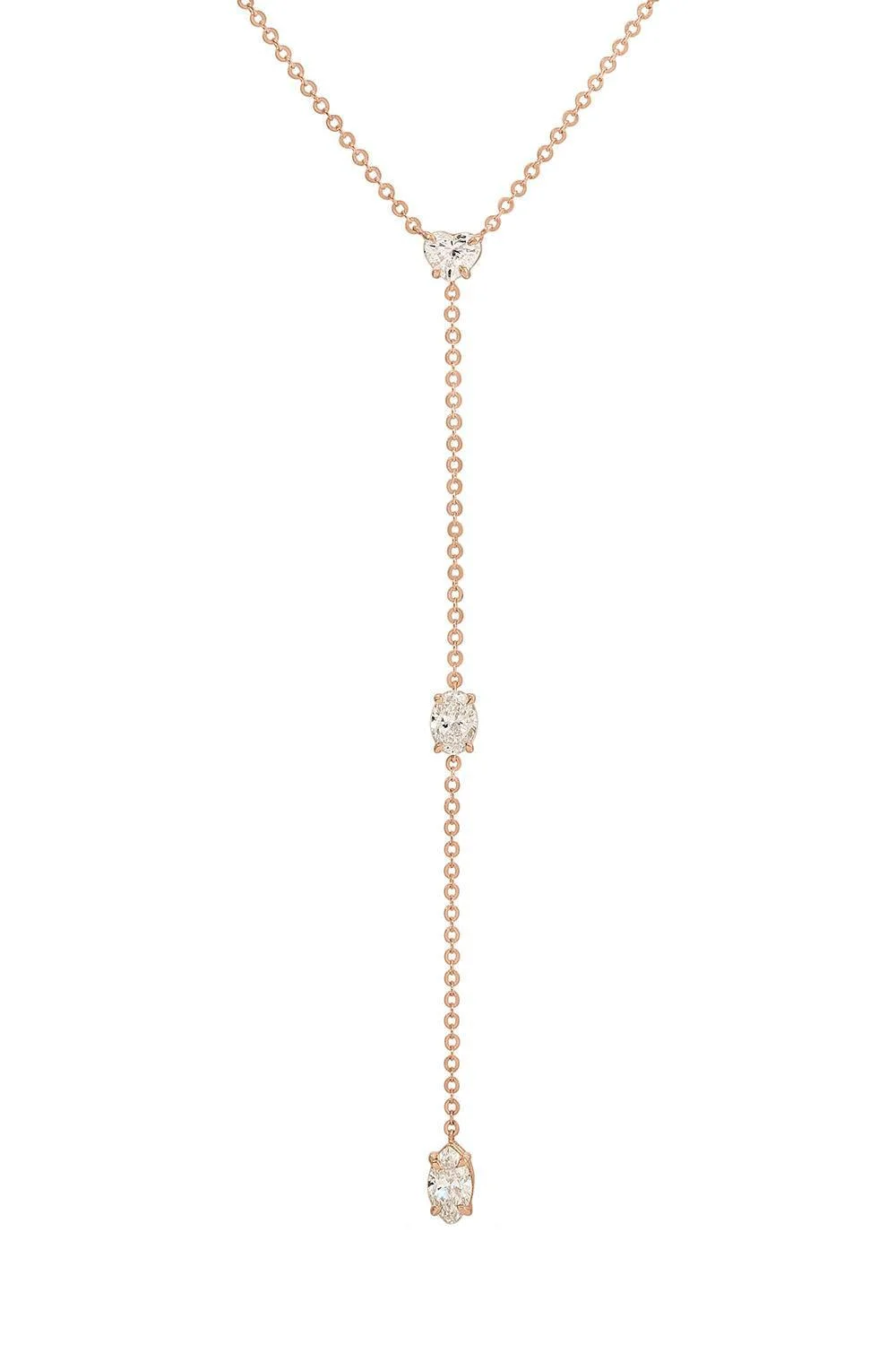 Diamond Heart Oval Short Lariat Necklace - 1