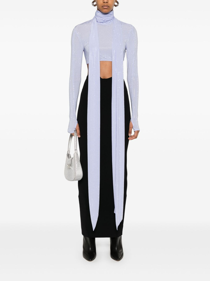 ALEX PERRY long-sleeve scarf crop top outlook