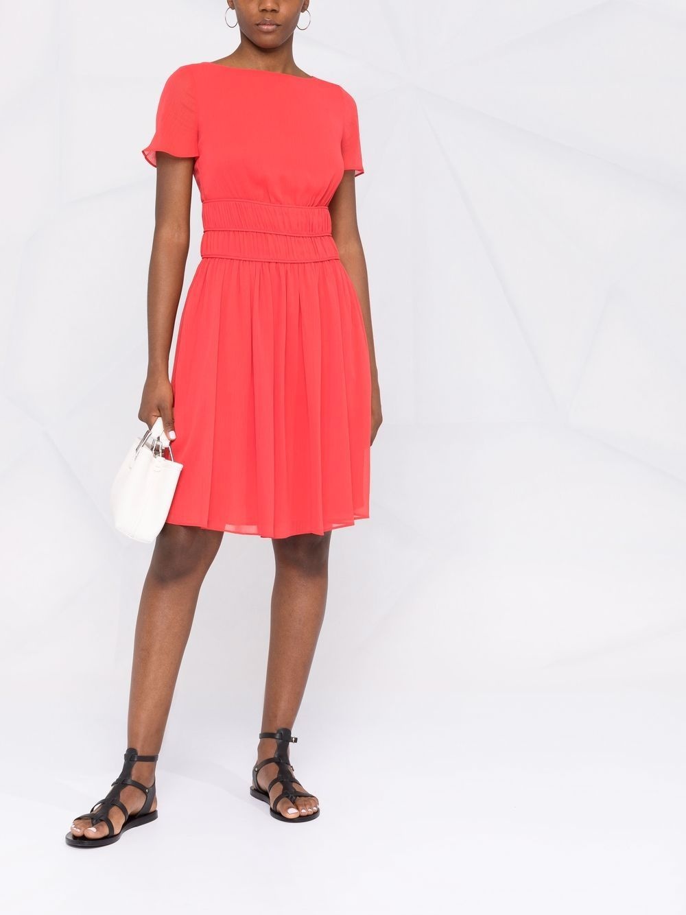 ribbed-waist A-line dress - 2
