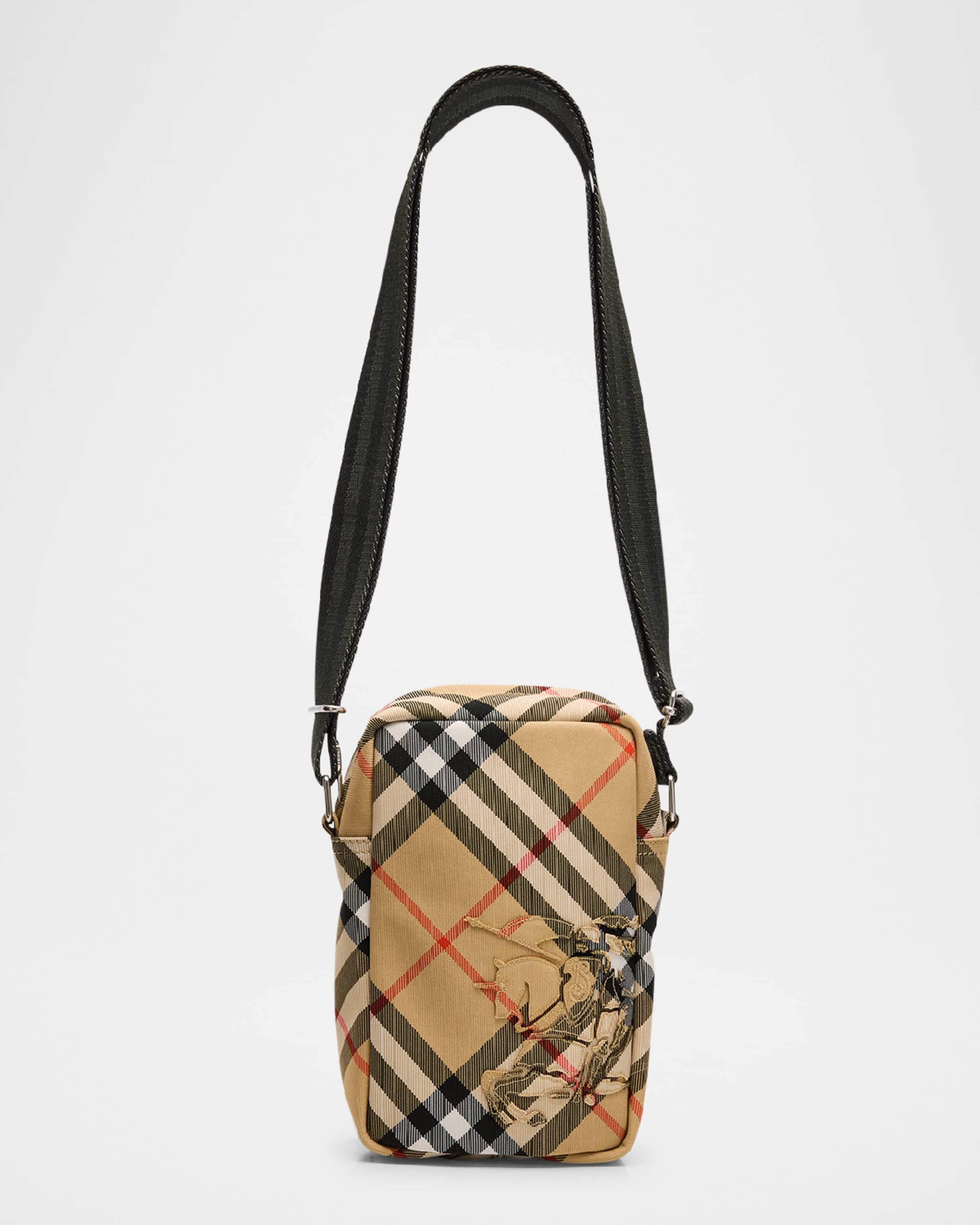 Burberry Men's Check Phone Crossbody Bag | neimanmarcus