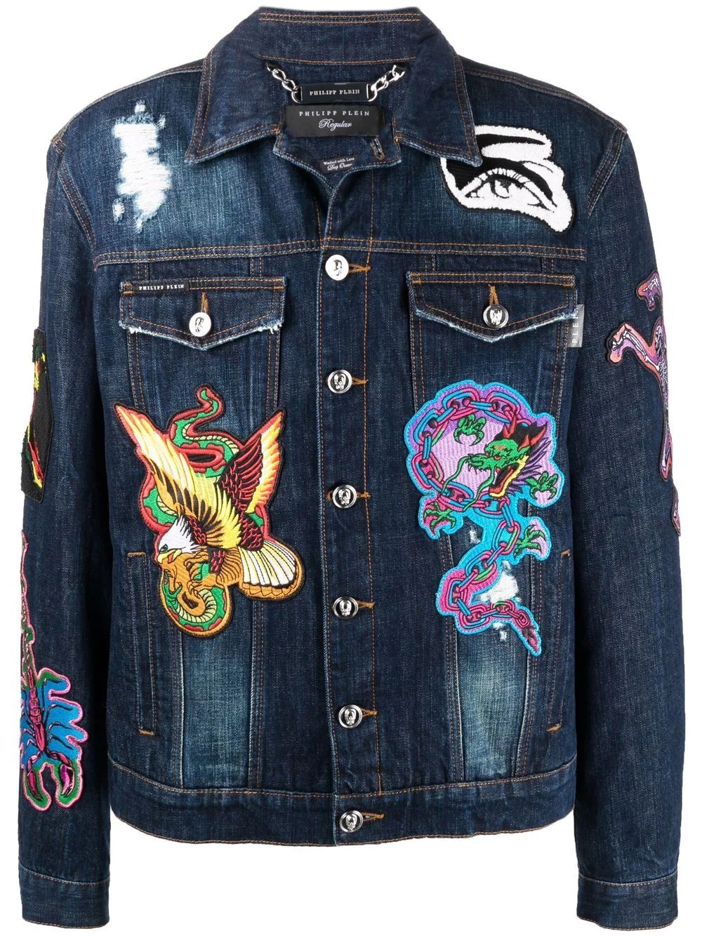 tattoo-patches logo denim jacket - 1