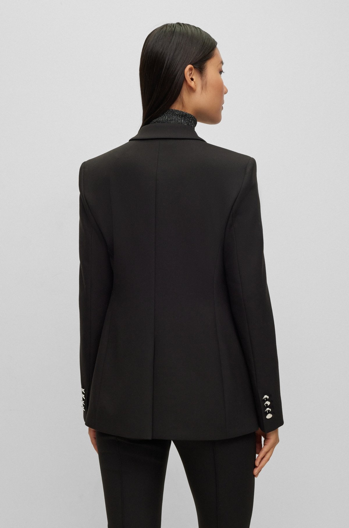 REGULAR-FIT JACKET IN STRETCH FABRIC WITH ASYMMETRIC FRONT - 4