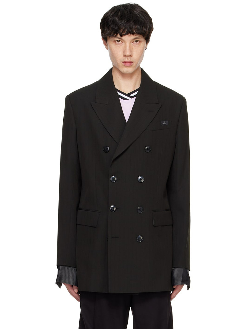 Black Double Breasted Short Blazer 1