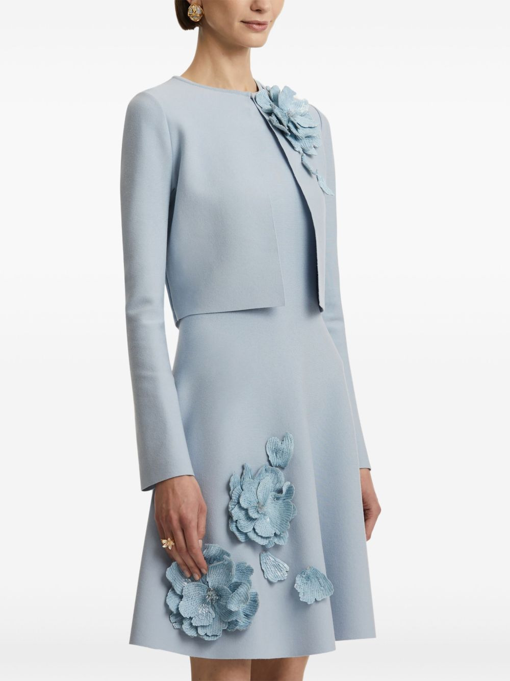 floral-appliqué knit dress - 3