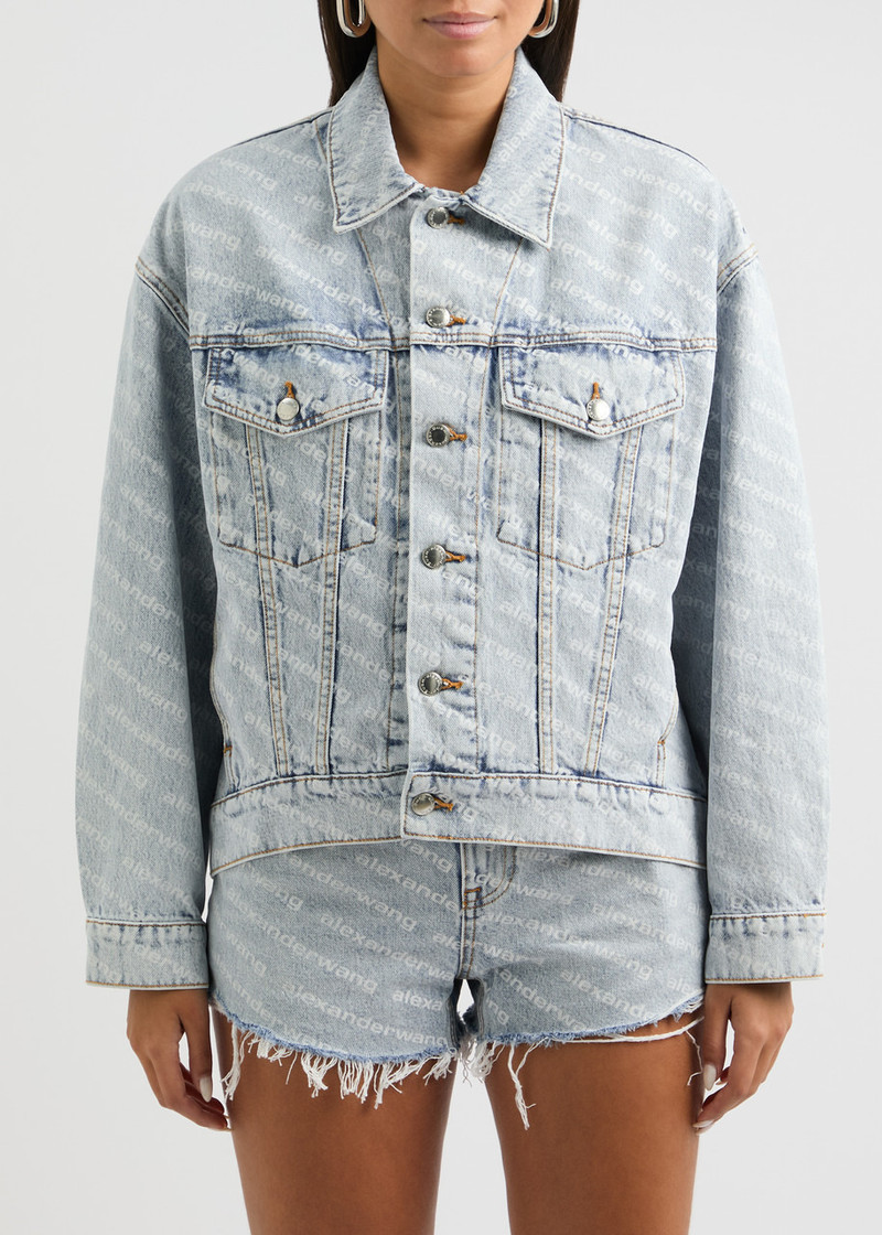 alexanderwang.t Logo-print bleached denim jacket outlook