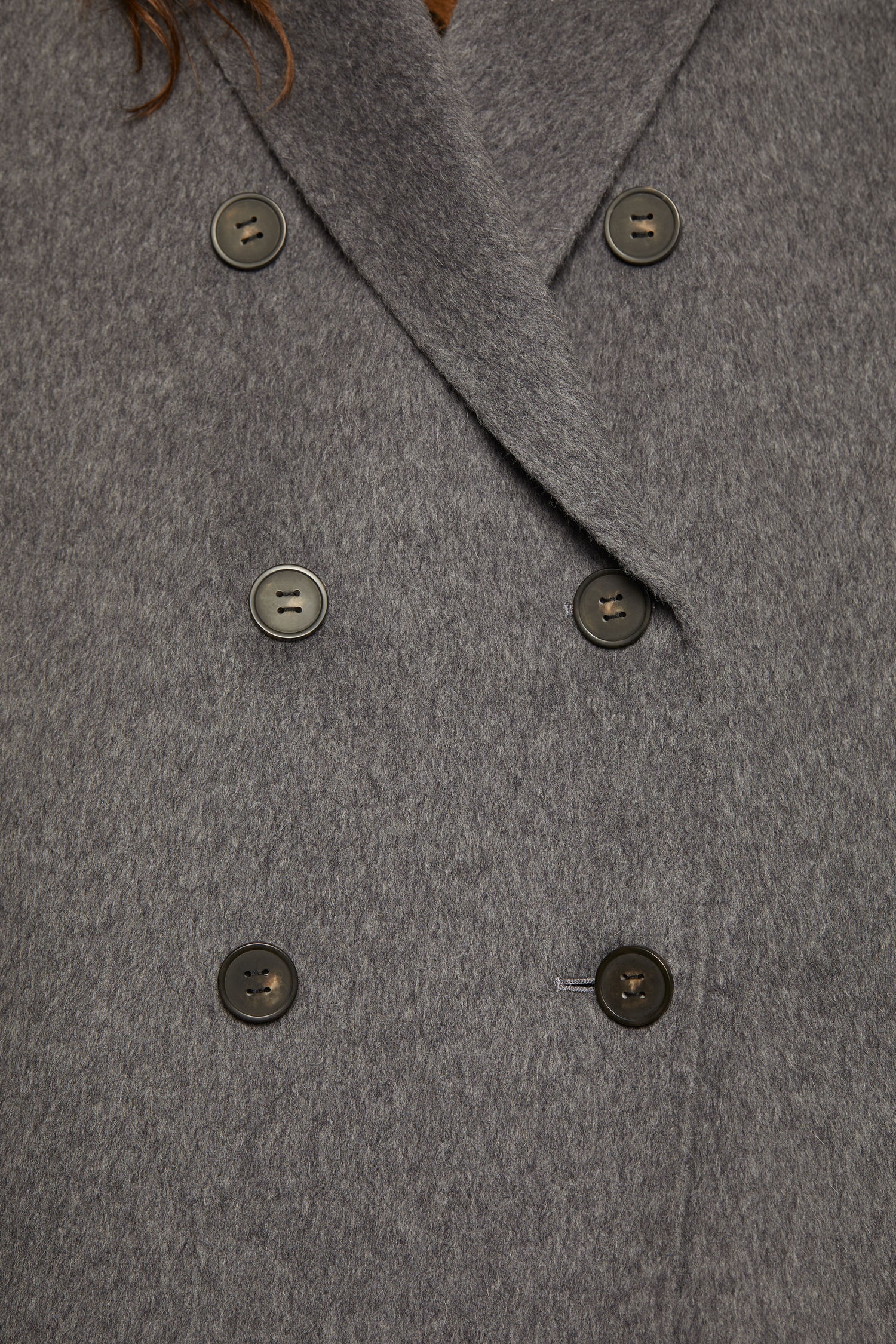 Double-breasted brushed wool coat grey melange - 6