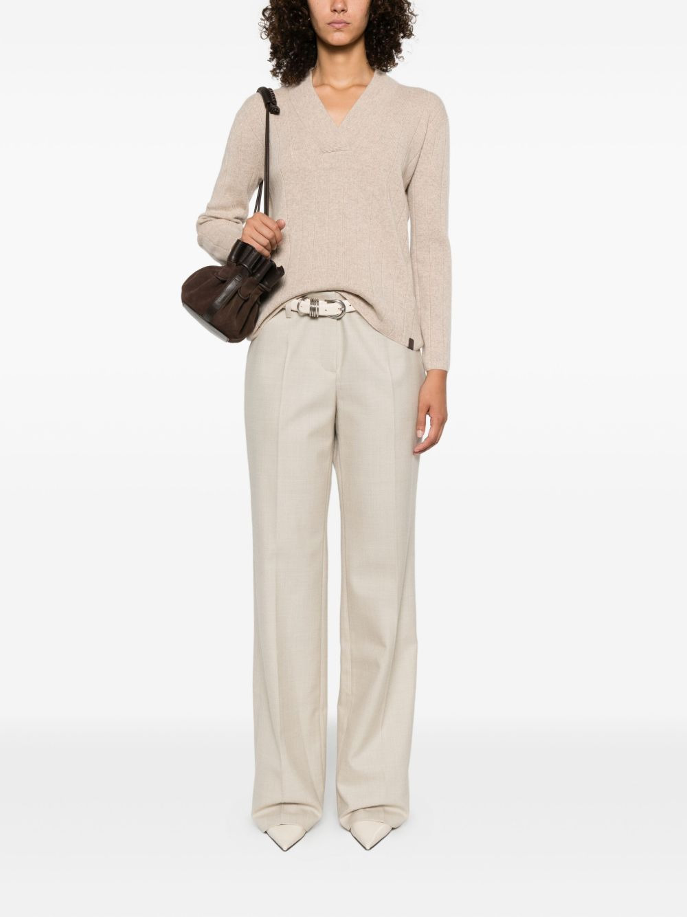 Arten ribbed v-neck jumper - 2