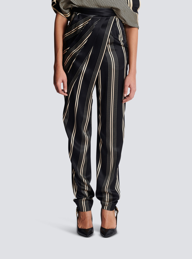 Asymmetric draped satin trousers 5