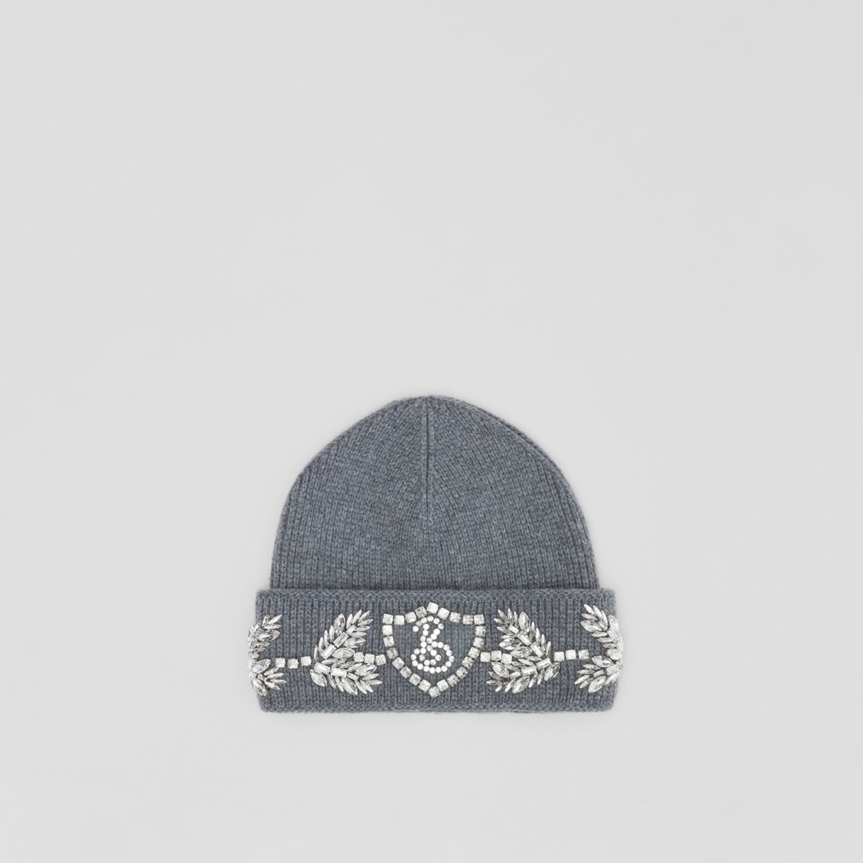 Crystal Oak Leaf Crest Wool Cashmere Beanie - 1