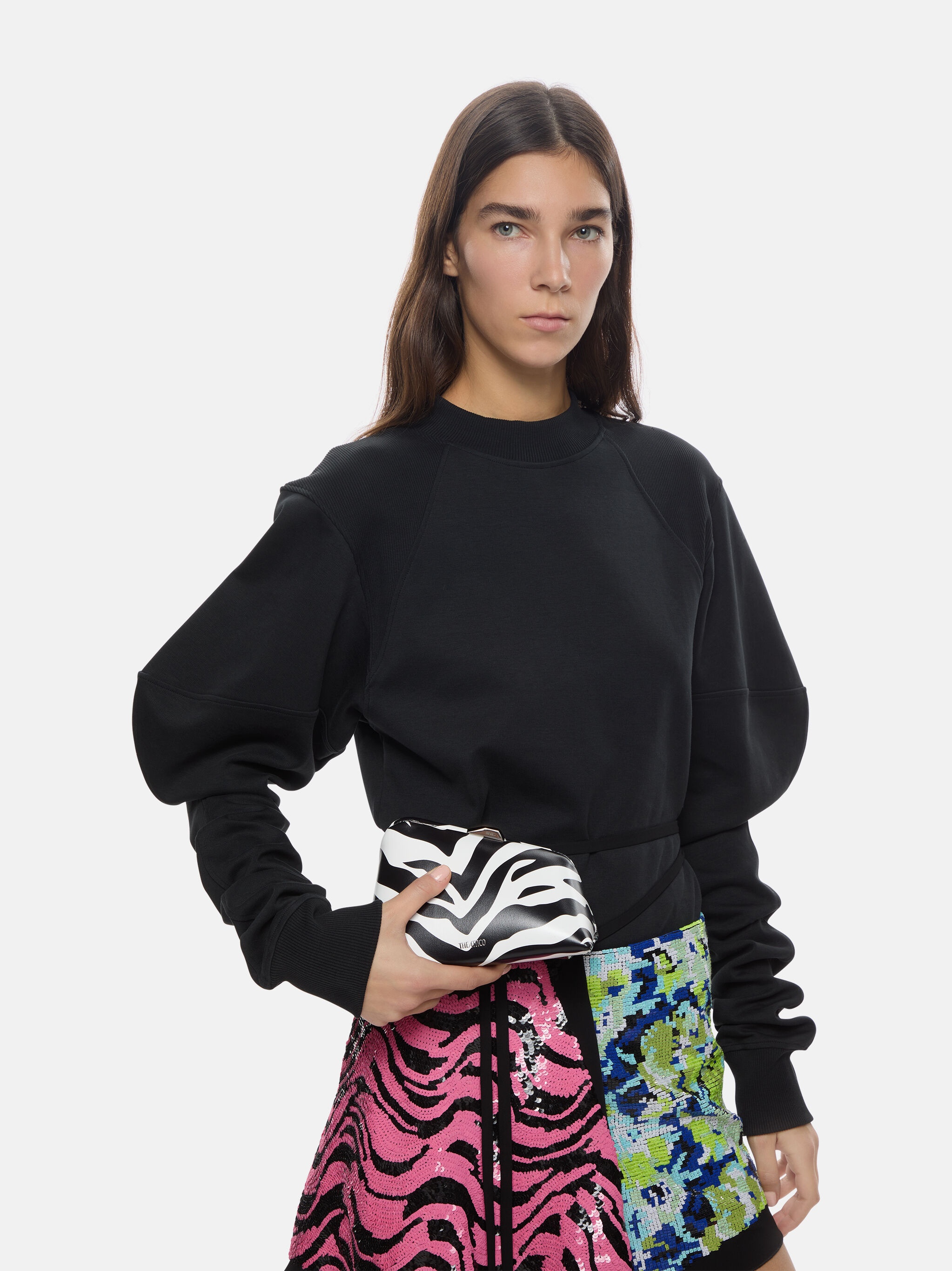 ''MIDNIGHT'' BLACK AND WHITE CLUTCH - 2