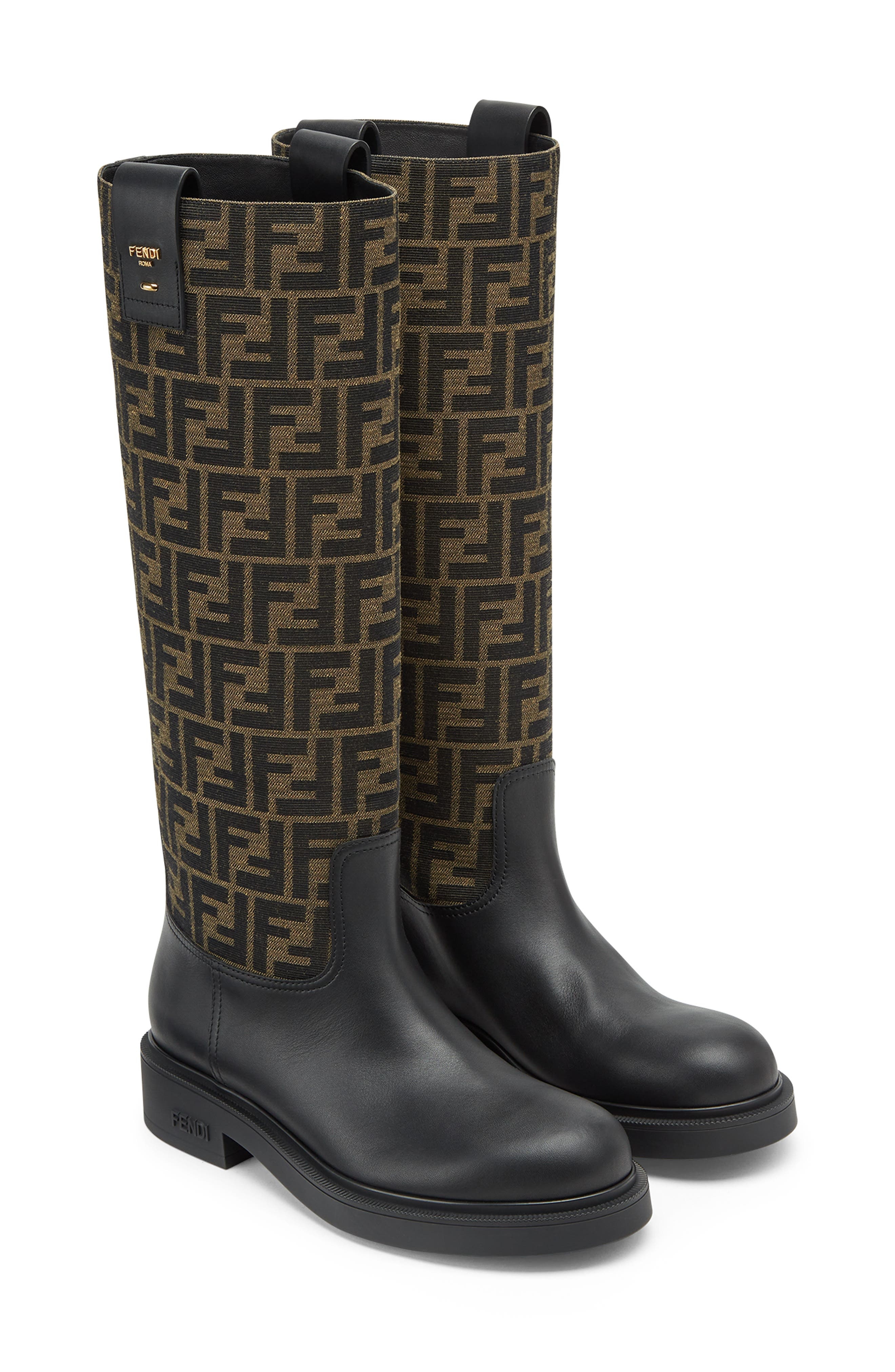 Fendi Filo Knee High Boot in F0Pmm Nero Tabacco Nero at Nordstrom - 4