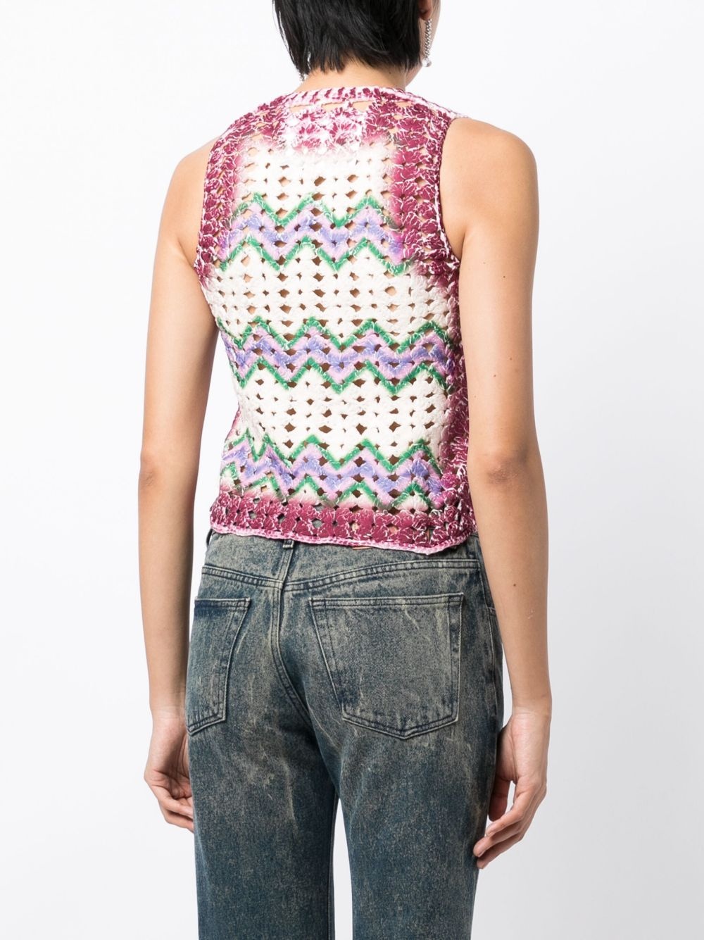cut-out crew-neck tank top - 4