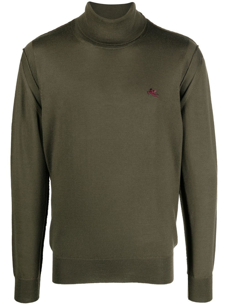 logo-embroidered roll-neck jumper 1