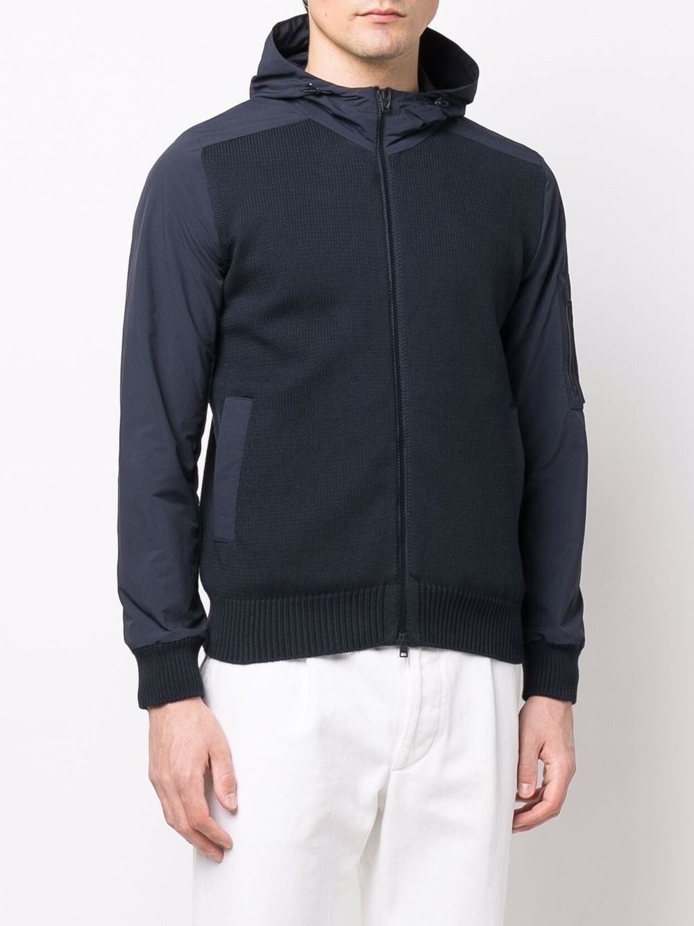 technical-panel knitted zip hoodie - 3