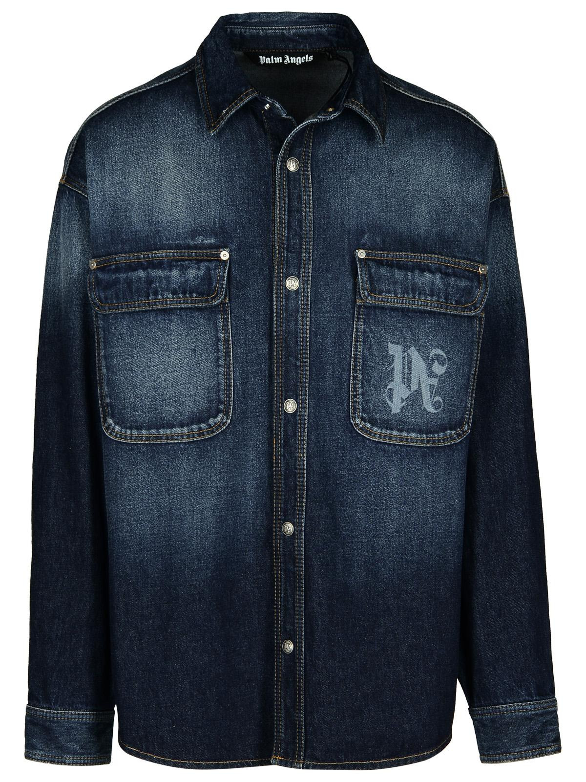 Palm Angels Blue Denim Shirt Men - 1