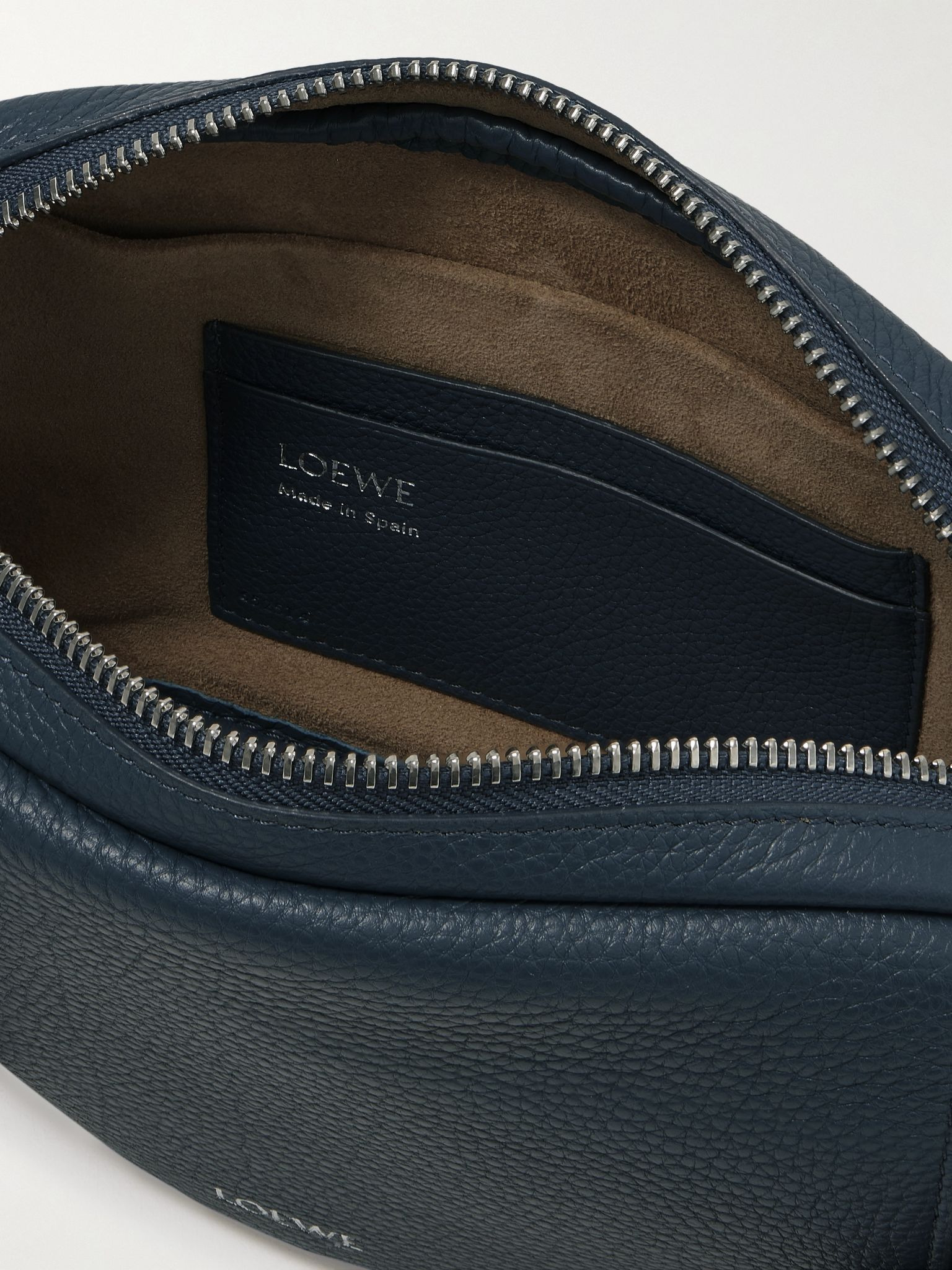 Pebble Full-Grain Leather Messenger Bag Blue - 5