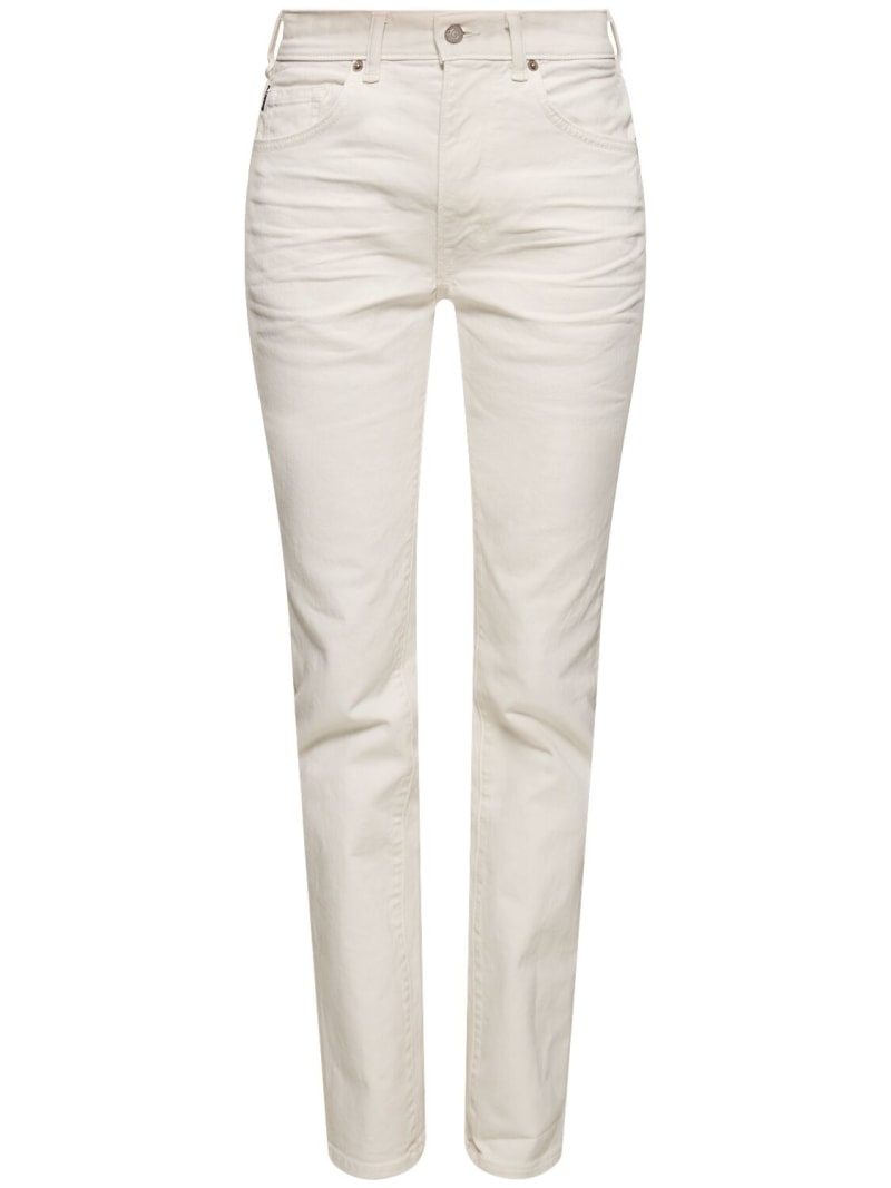 Denim & twill midrise straight jeans - 1