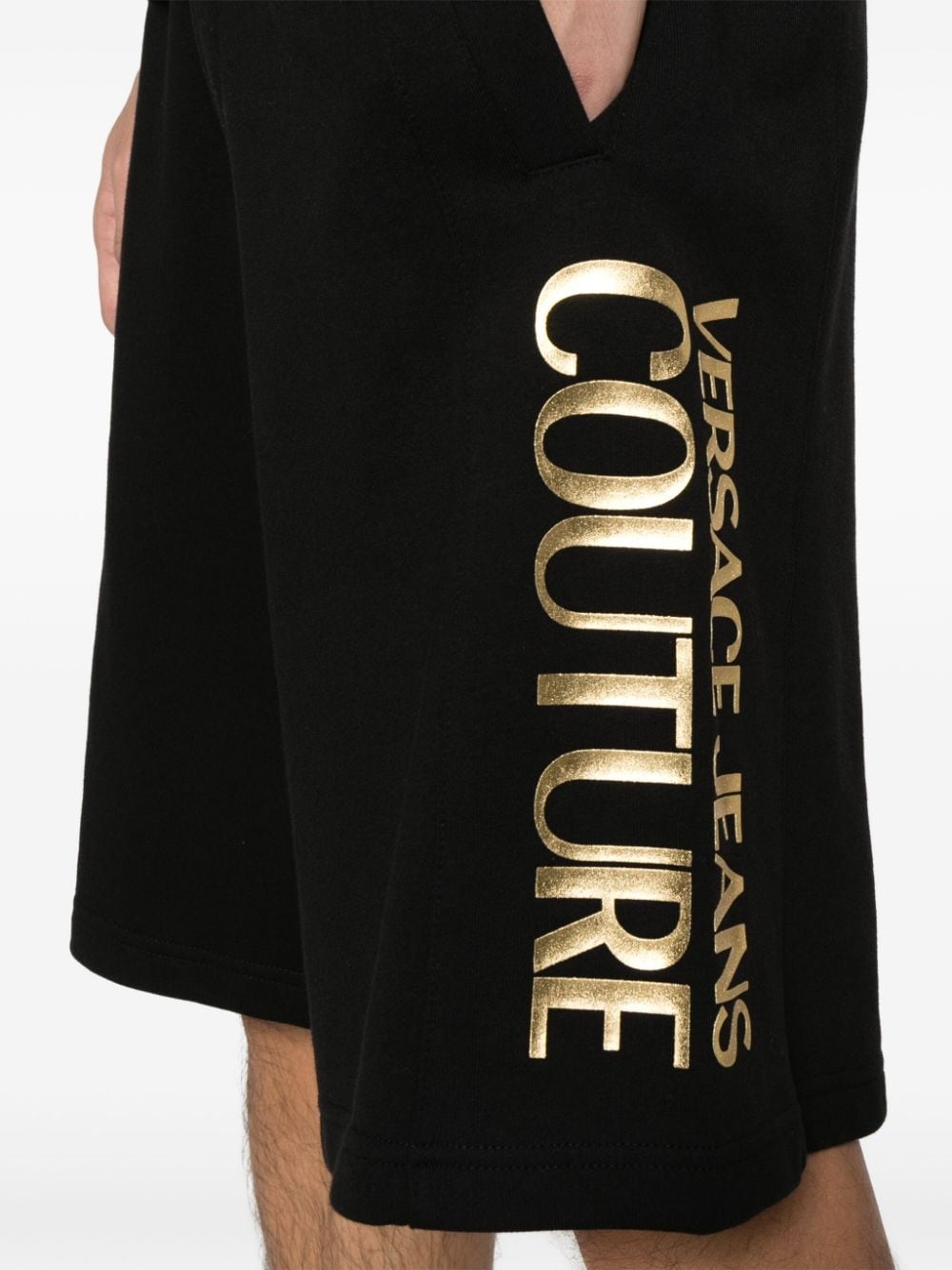 logo-appliquÃ© cotton track shorts - 5