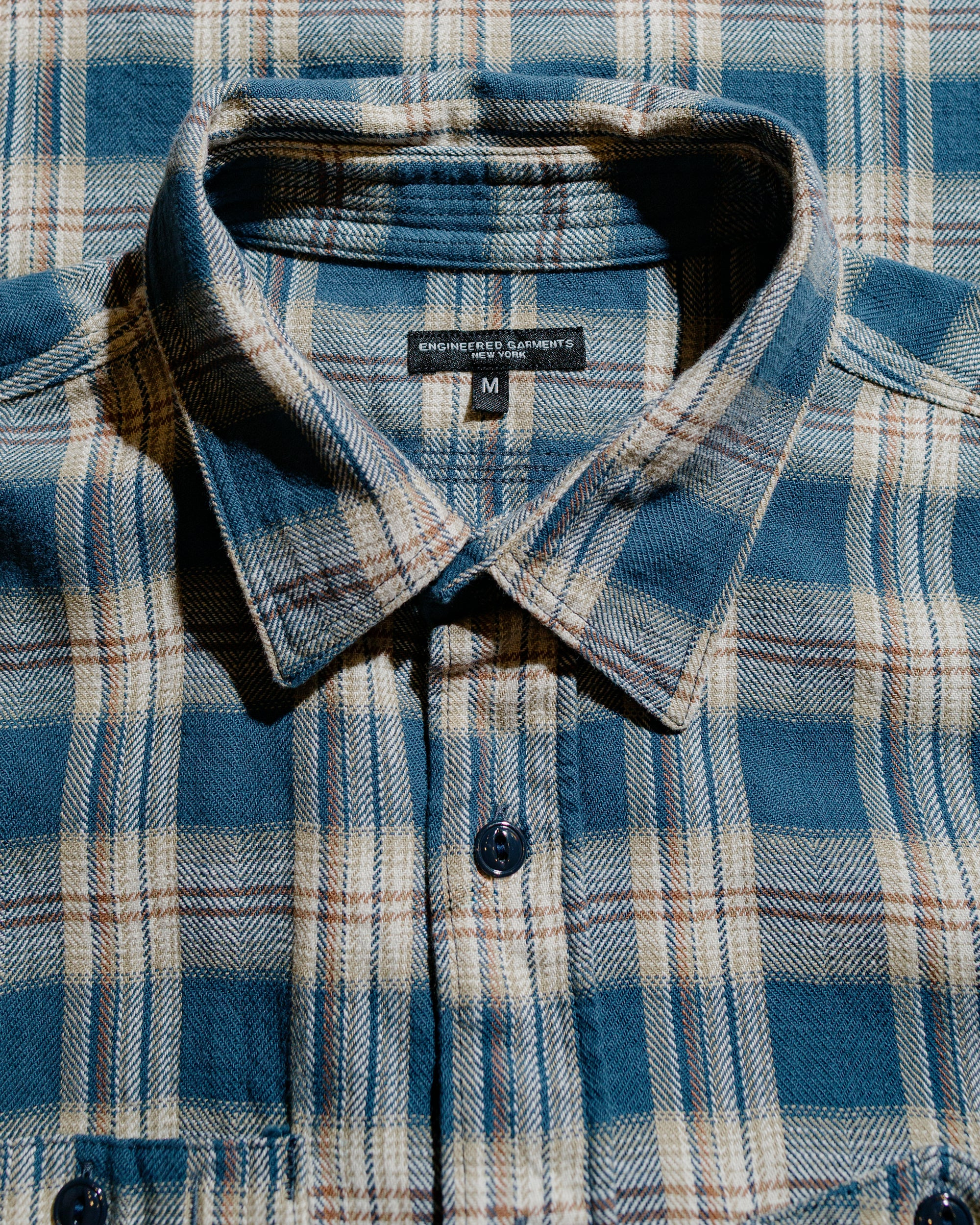 Work Shirt Navy Cotton Plaid Jacquard - 5