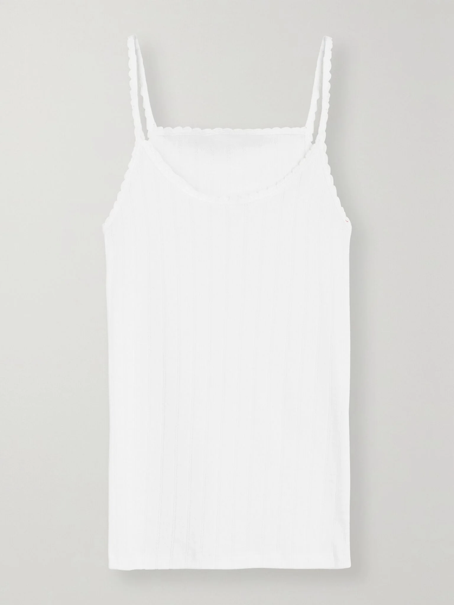 Pointelle-knit cotton-jersey tank White - 1