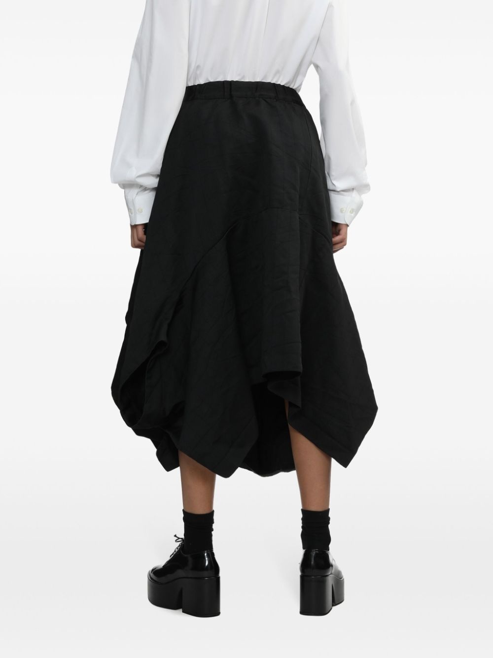 asymmetric high-rise midi skirt - 4