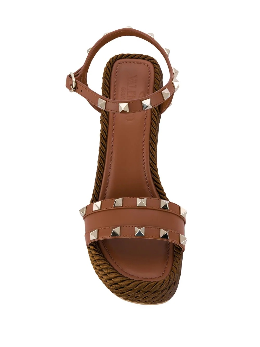 Rockstud leather wedge sandals - 4