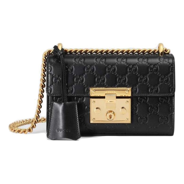 (WMNS) Gucci Padlock Signature Bag 'Black Gold' 409487-CWC1G-1000 - 1